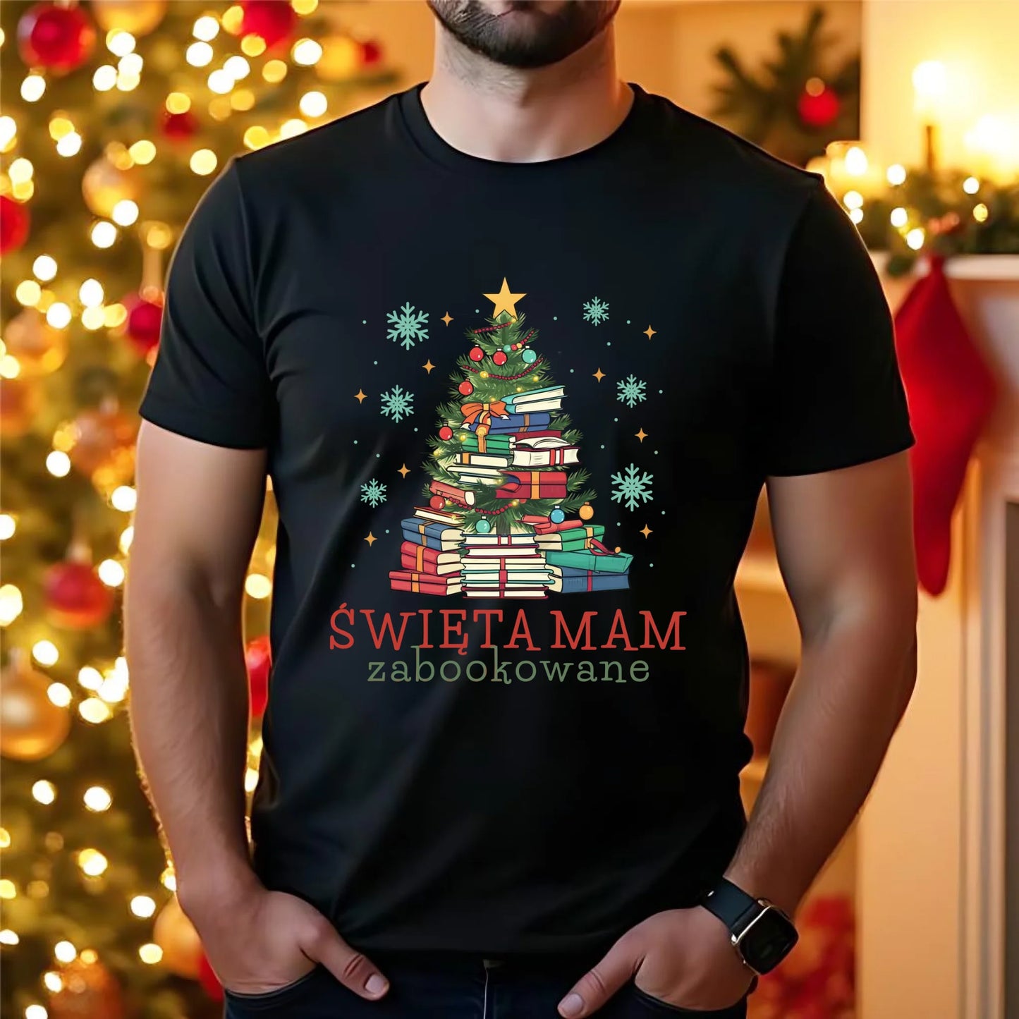 Koszulka męska świąteczna - Święta mam zabookowane BN05 - StoryCups.pl