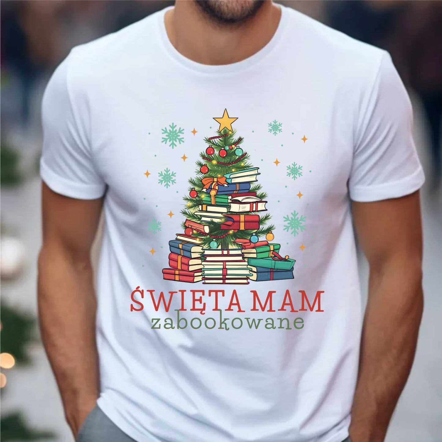 Koszulka męska świąteczna - Święta mam zabookowane BN05 - StoryCups.pl