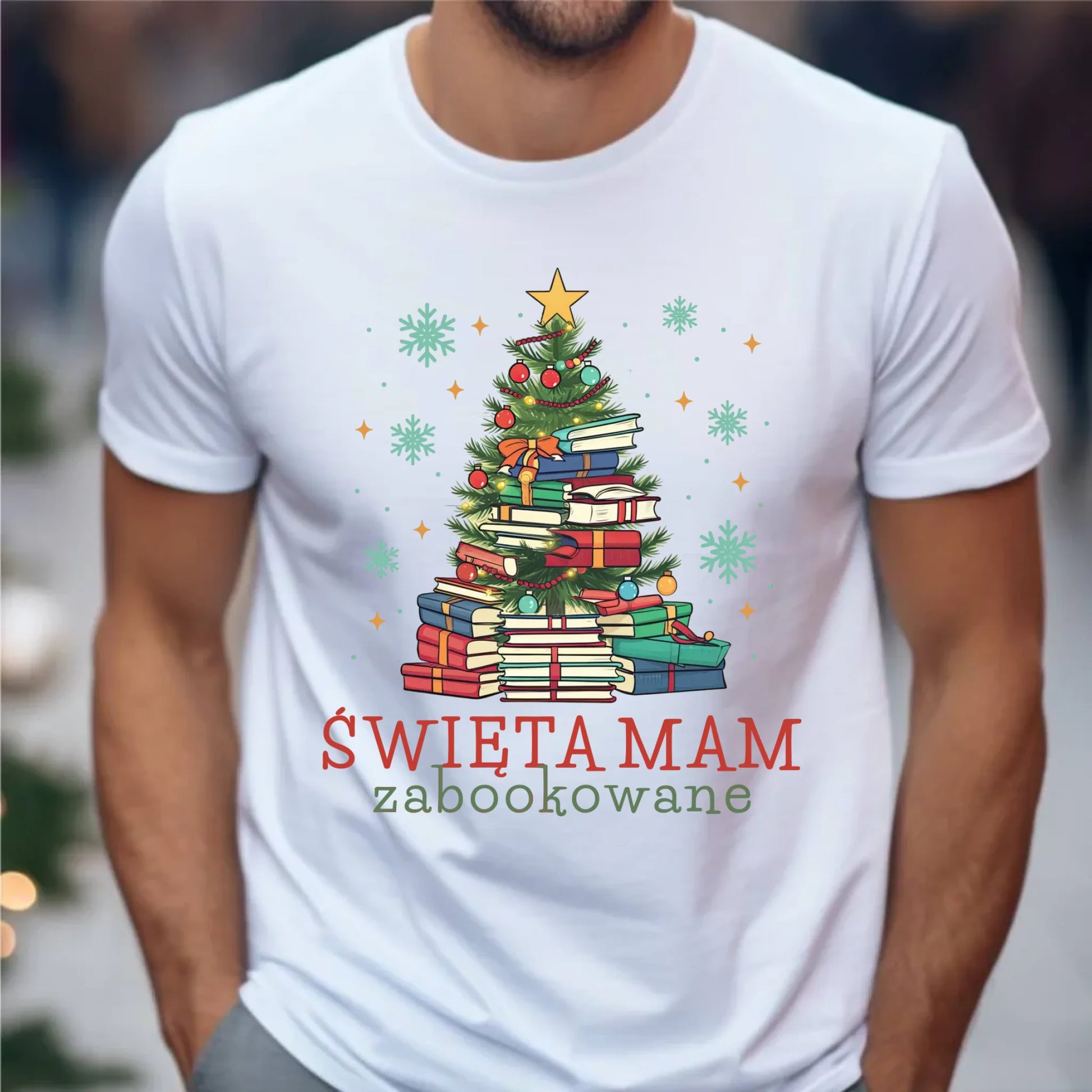 Koszulka męska świąteczna - Święta mam zabookowane BN05 - StoryCups.pl