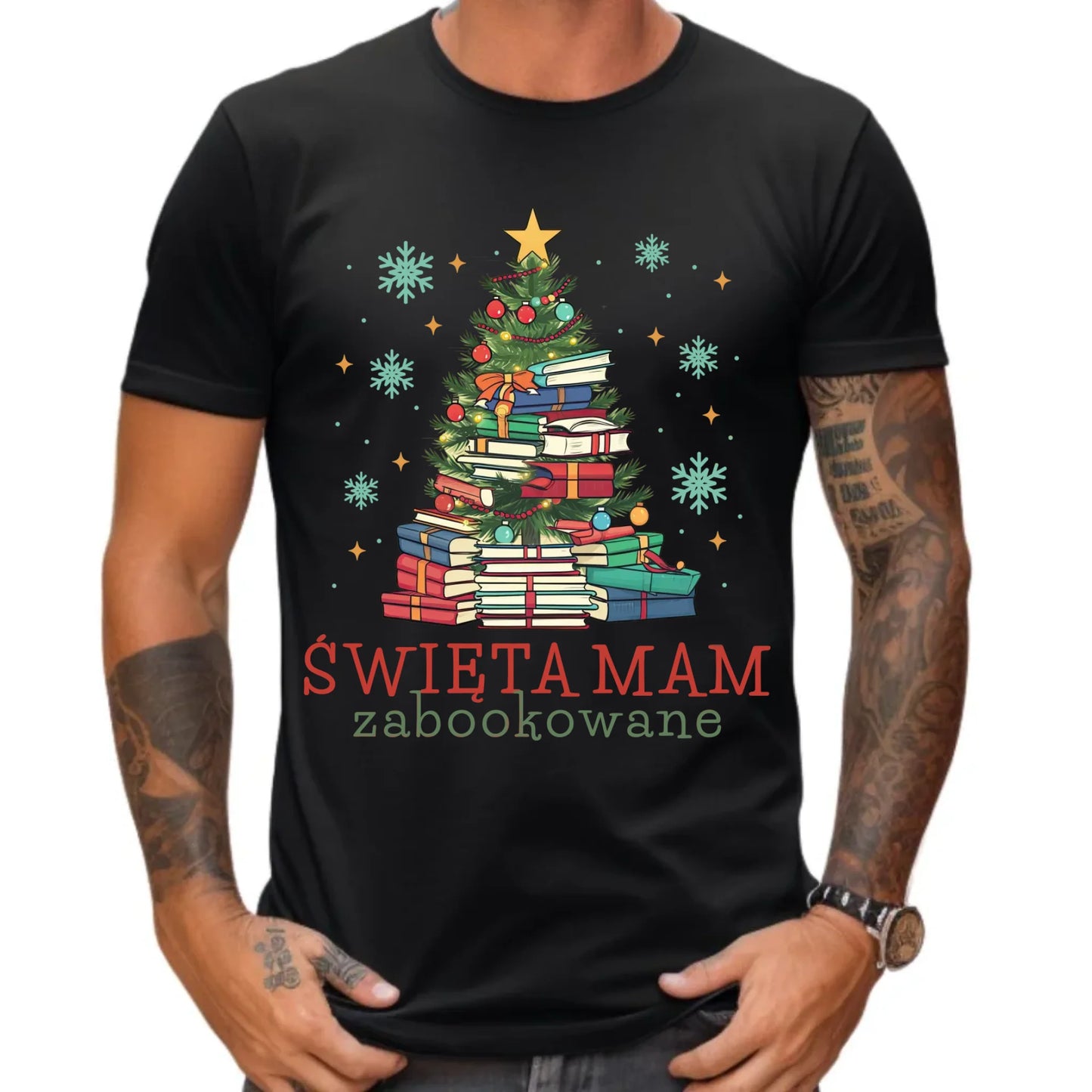 Koszulka męska świąteczna - Święta mam zabookowane BN05 - StoryCups.pl