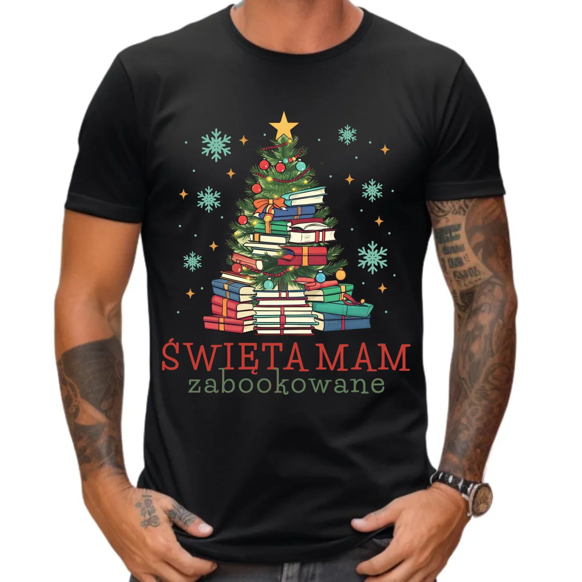 Koszulka męska świąteczna - Święta mam zabookowane BN05 - StoryCups.pl