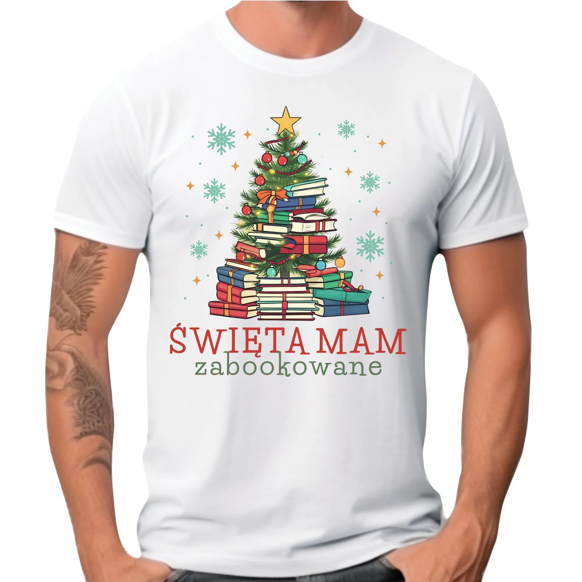 Koszulka męska świąteczna - Święta mam zabookowane BN05 - StoryCups.pl