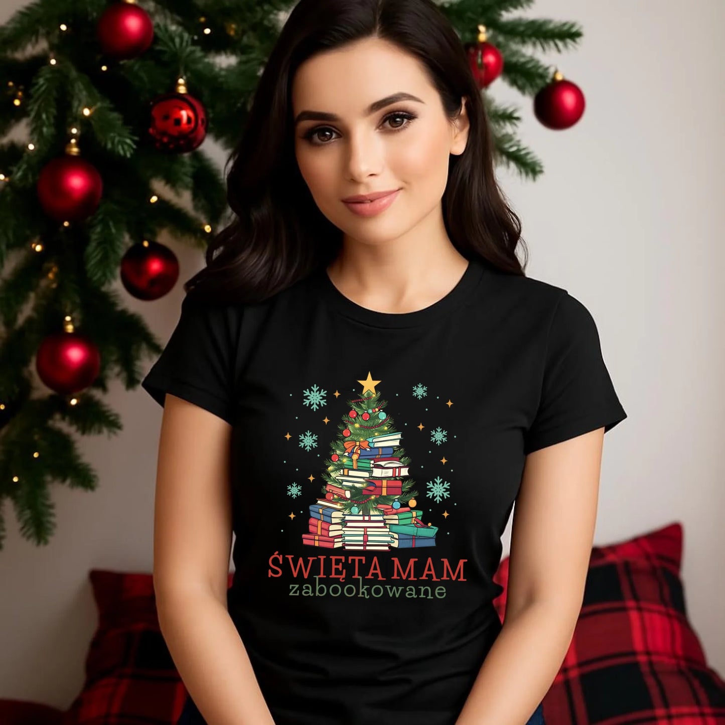 Koszulka damska świąteczna - Święta mam zabookowane BN05 - StoryCups.pl