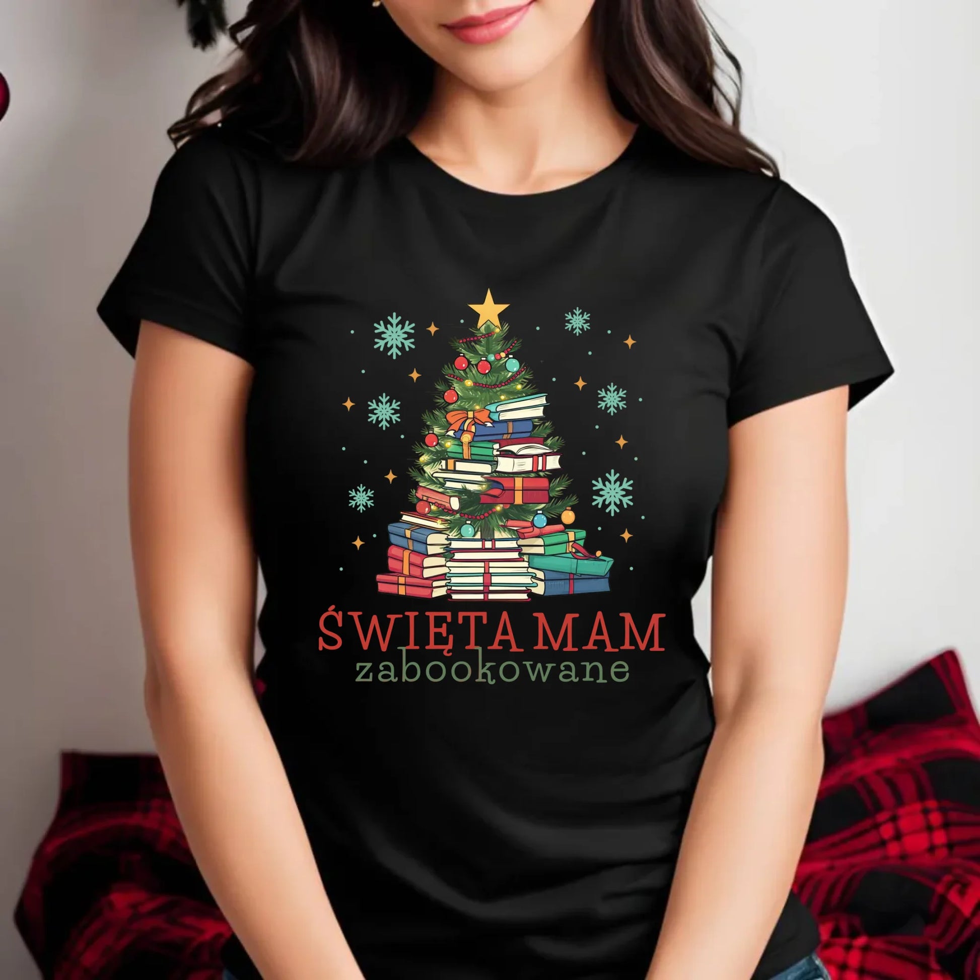 Koszulka damska świąteczna - Święta mam zabookowane BN05 - StoryCups.pl