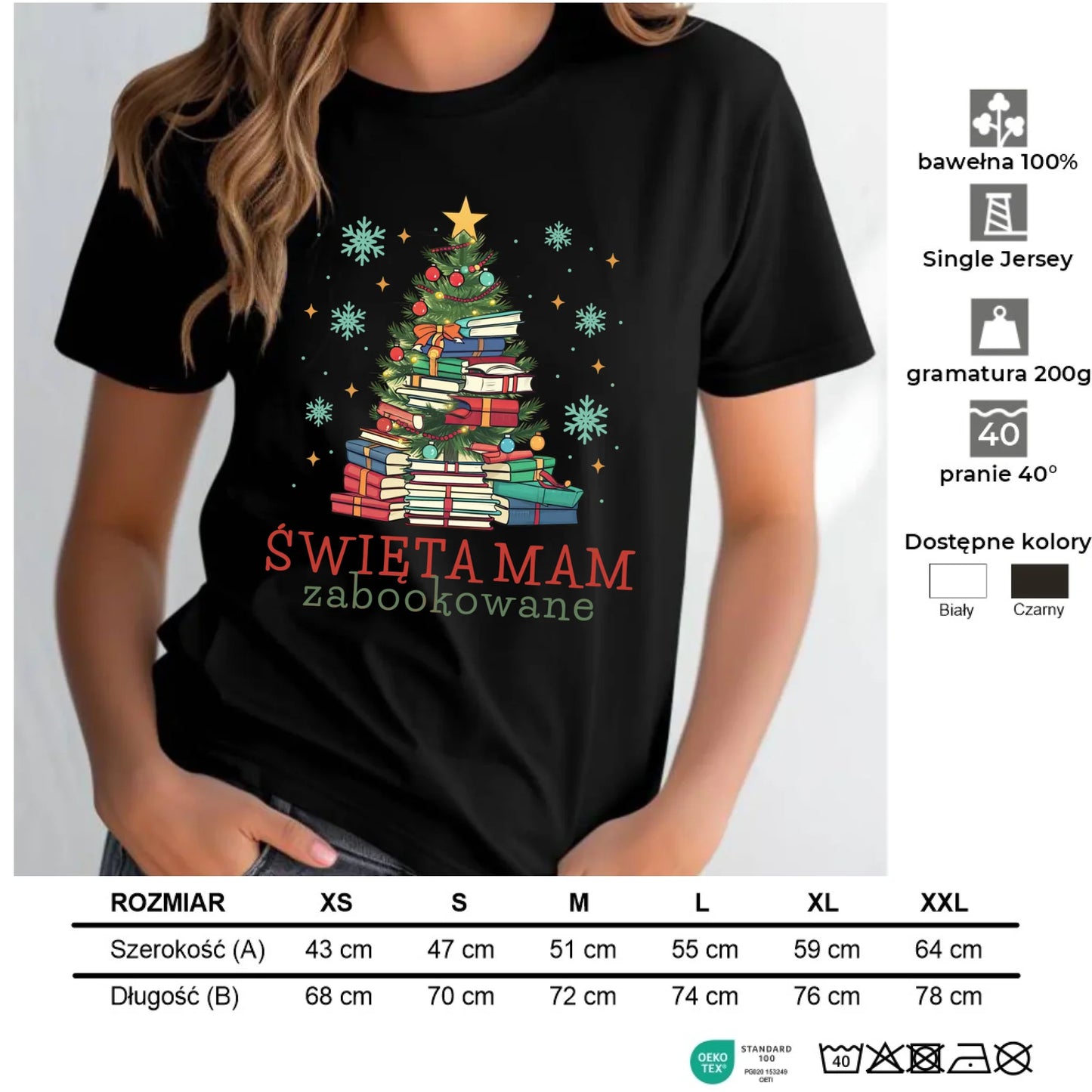 Koszulka damska świąteczna - Święta mam zabookowane BN05 - StoryCups.pl