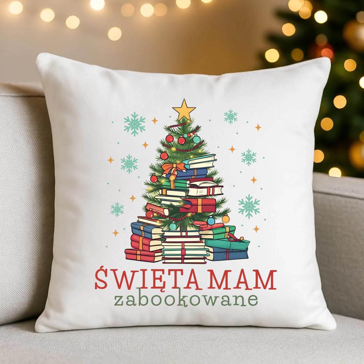 Poduszka świąteczna - Święta mam zabookowane BN05 - StoryCups.pl
