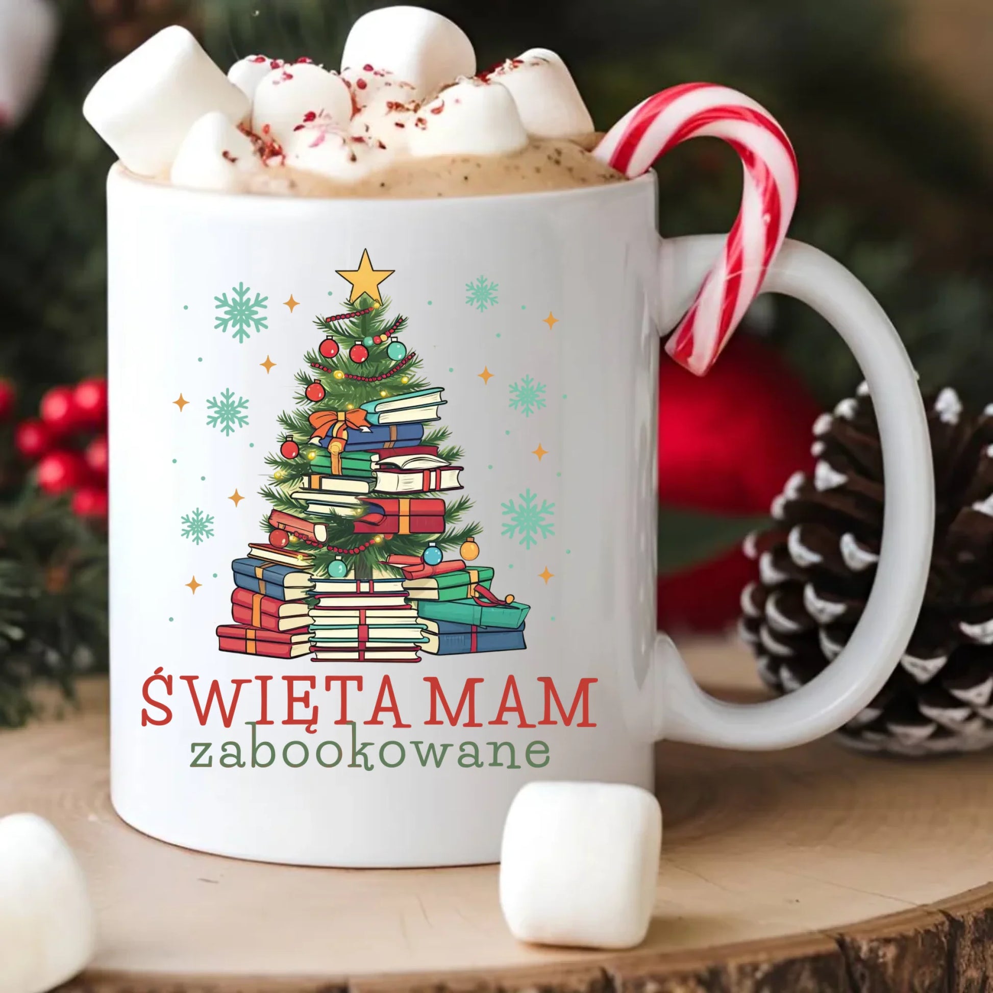 Kubek świąteczny - Święta mam zabookowane BN05 - StoryCups.pl