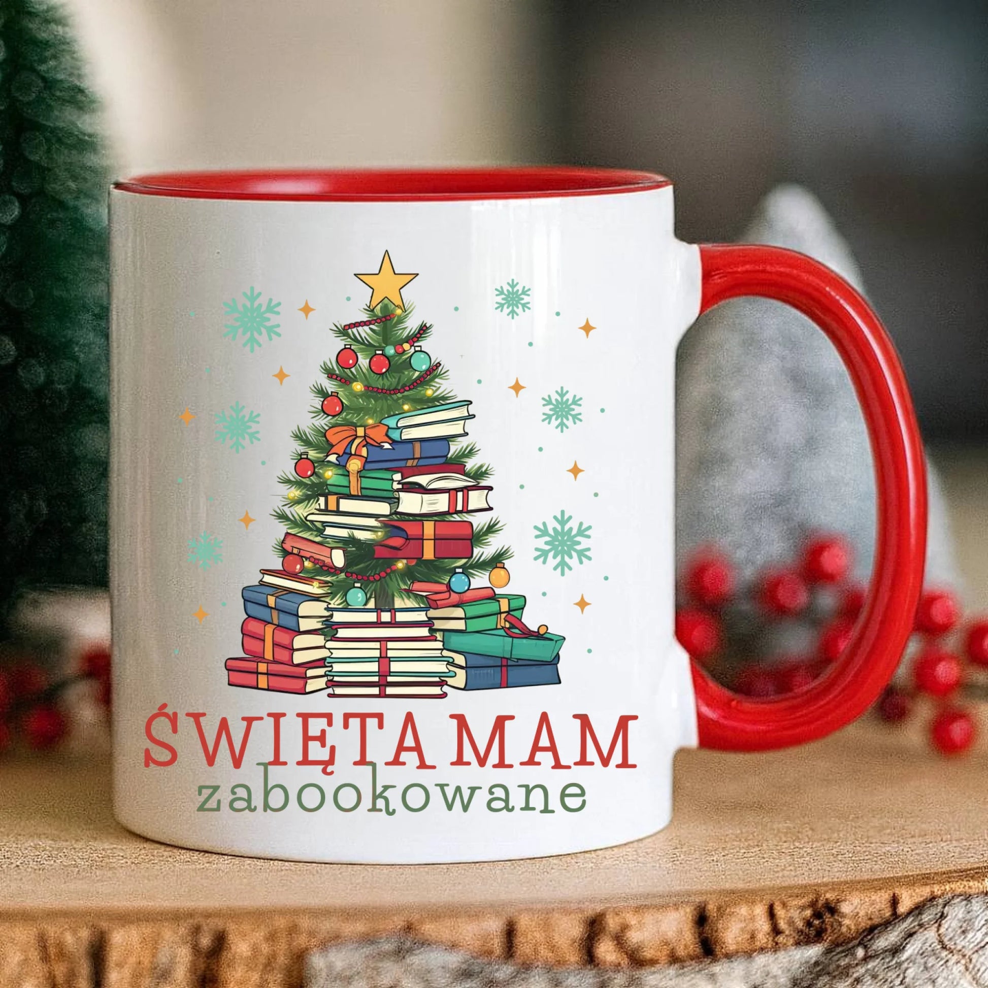Kubek świąteczny - Święta mam zabookowane BN05 - StoryCups.pl