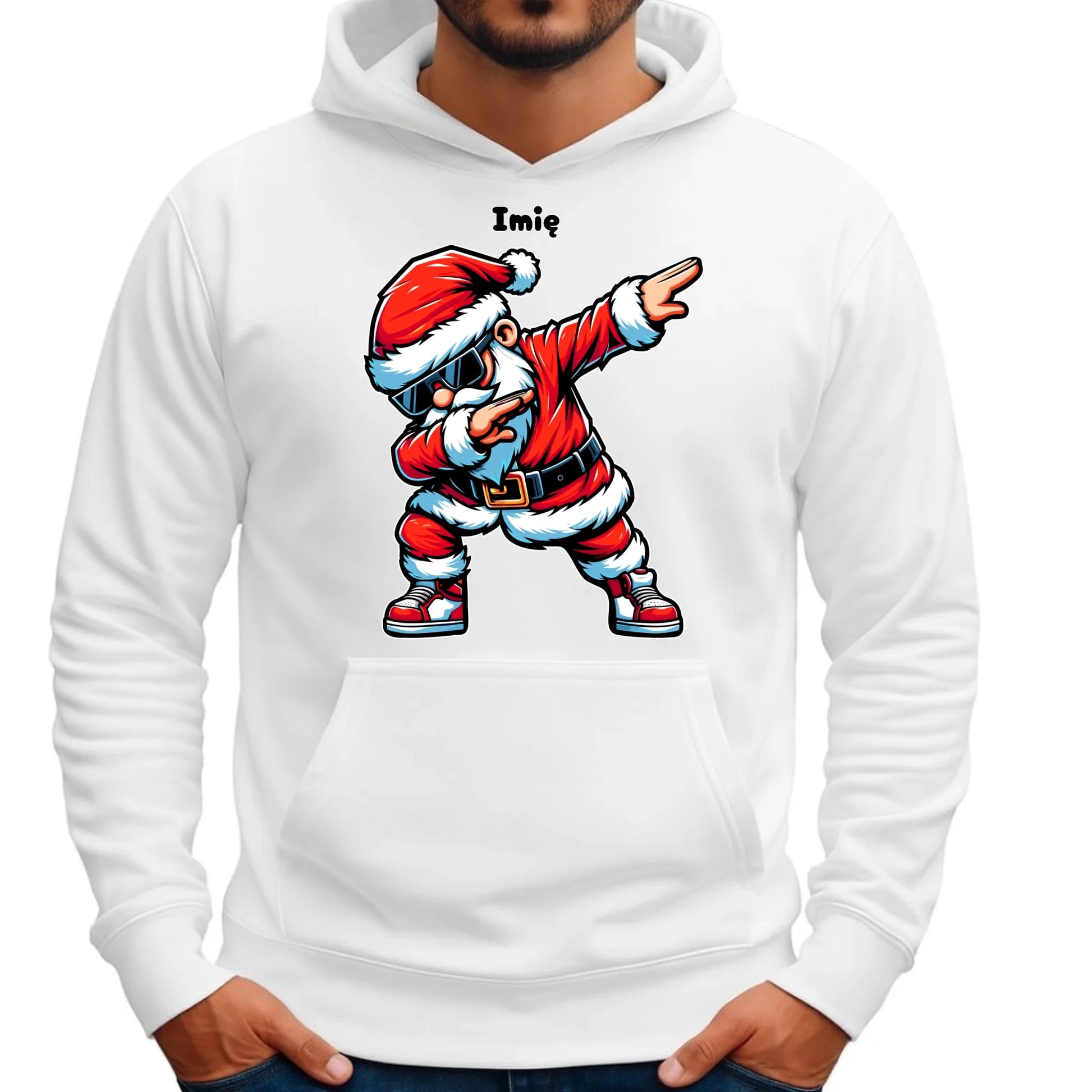 Bluza męska z kapturem świąteczna - Mikołaj - na Mikołajki - personalizowana BN136 - StoryCups.pl