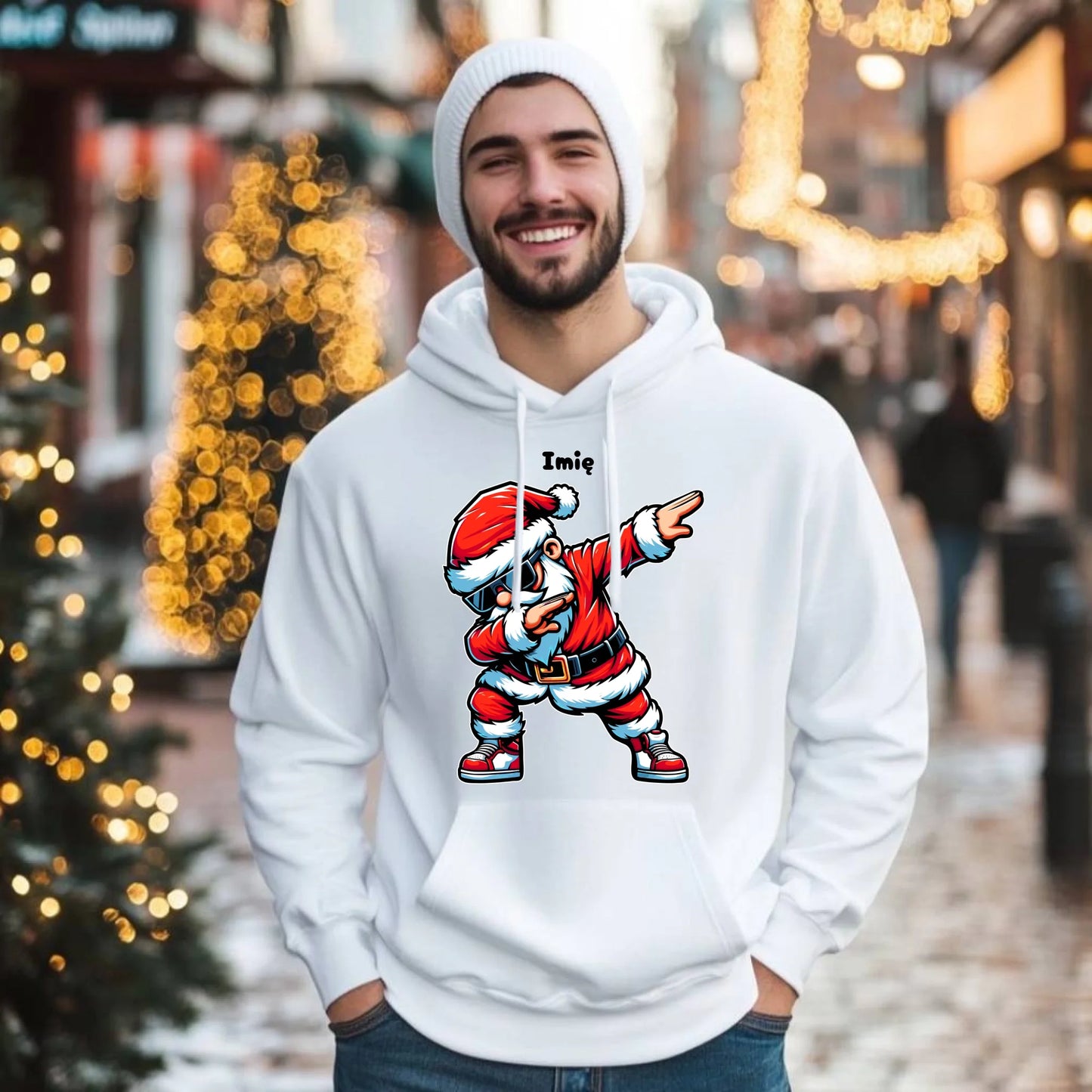 Bluza męska z kapturem świąteczna - Mikołaj - na Mikołajki - personalizowana BN136 - StoryCups.pl