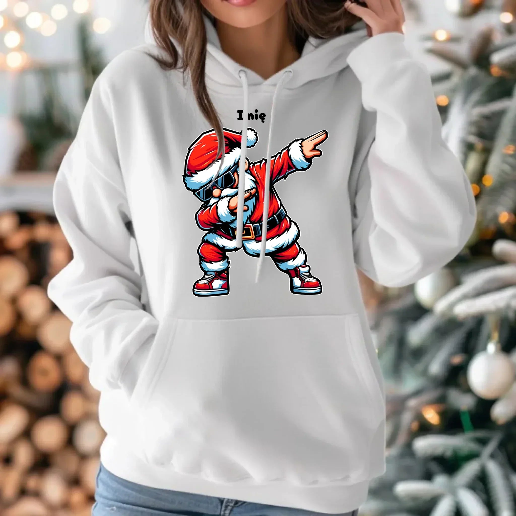 Bluza damska z kapturem świąteczna - Mikołaj - na Mikołajki - personalizowana BN136 - StoryCups.pl
