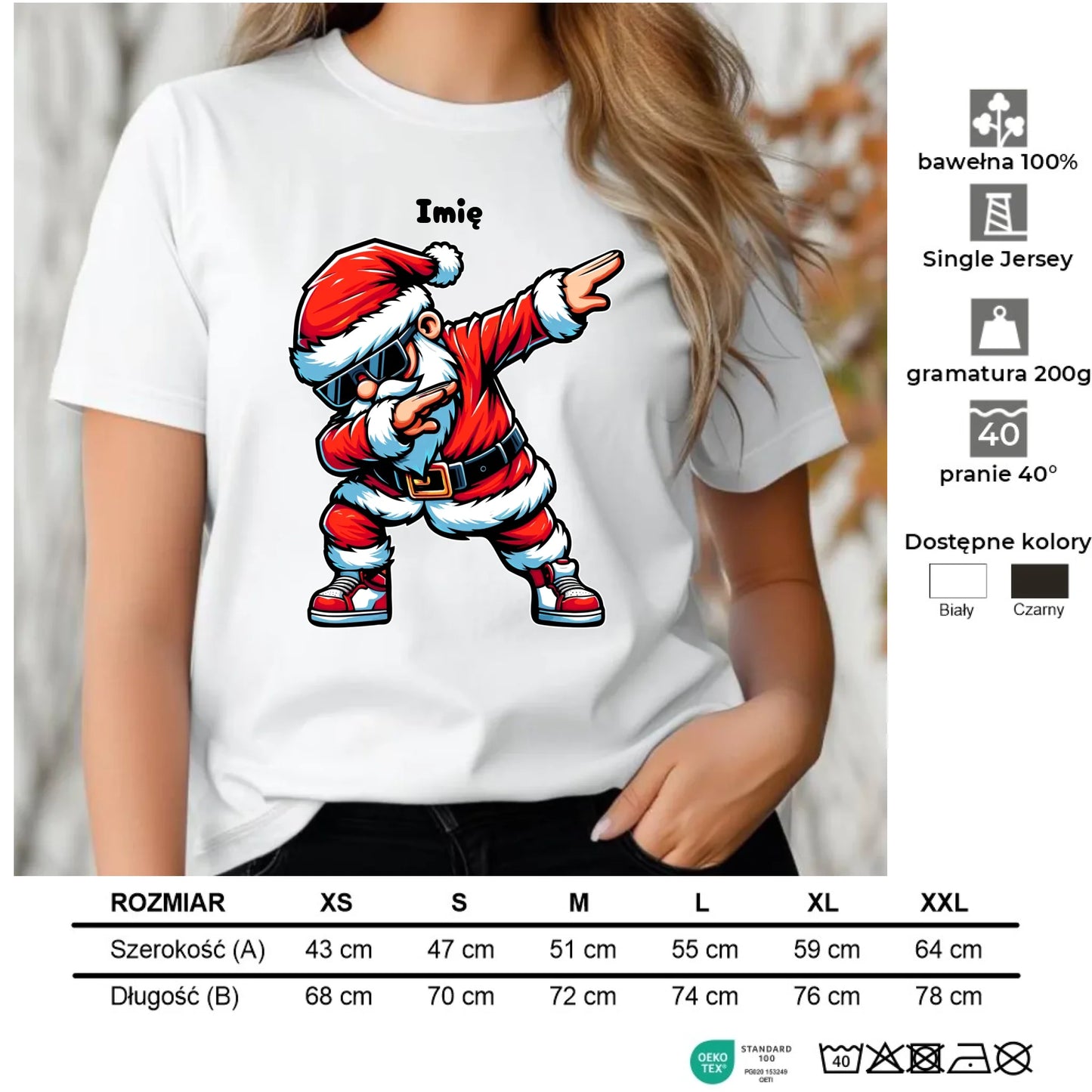 Koszulka damska świąteczna - Mikołaj - na Mikołajki - personalizowana BN136 - StoryCups.pl