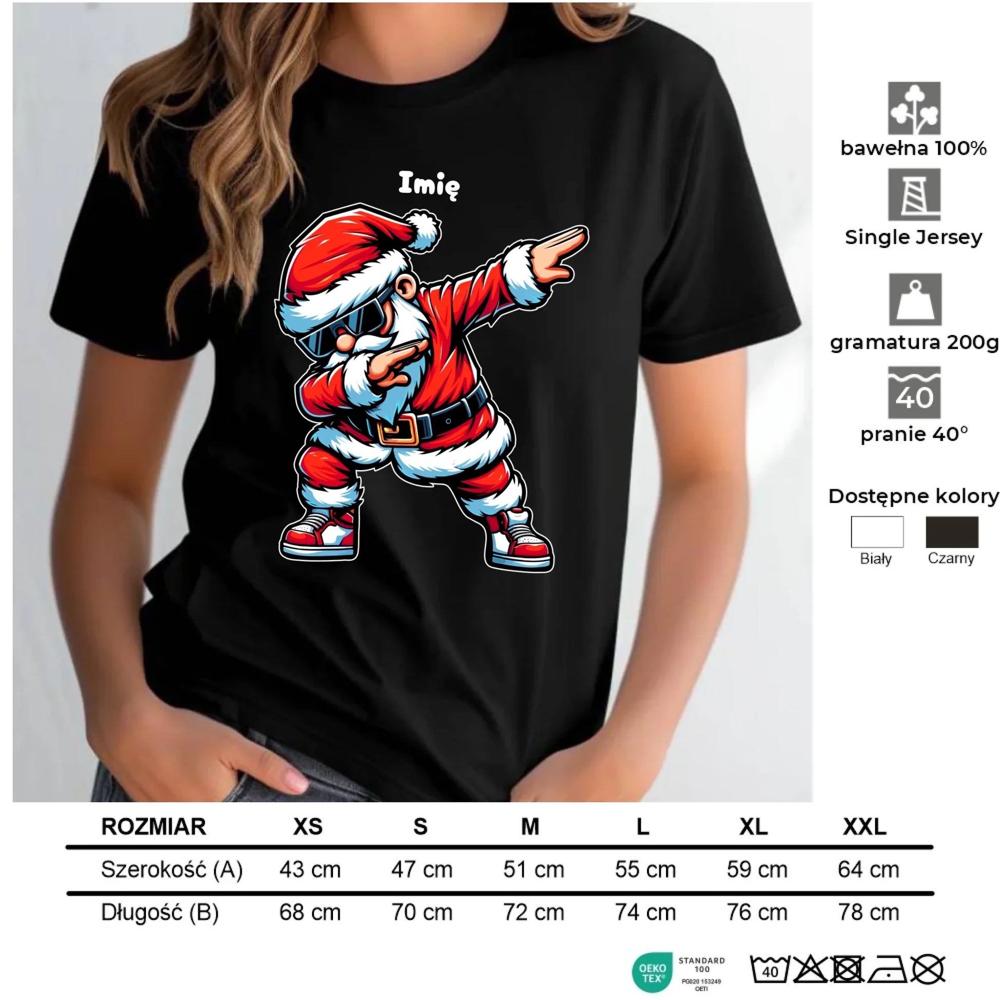 Koszulka damska świąteczna - Mikołaj - na Mikołajki - personalizowana BN136 - StoryCups.pl