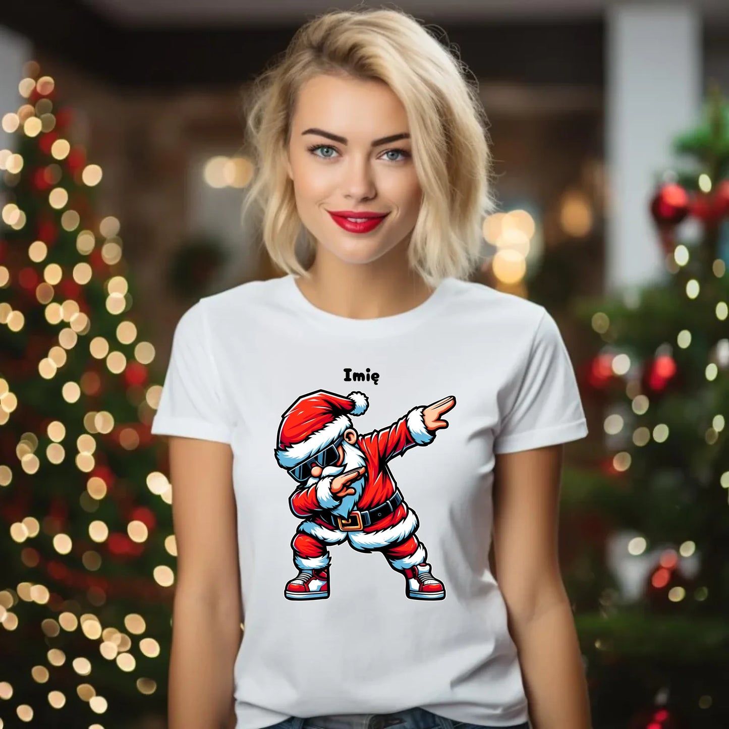 Koszulka damska świąteczna - Mikołaj - na Mikołajki - personalizowana BN136 - StoryCups.pl