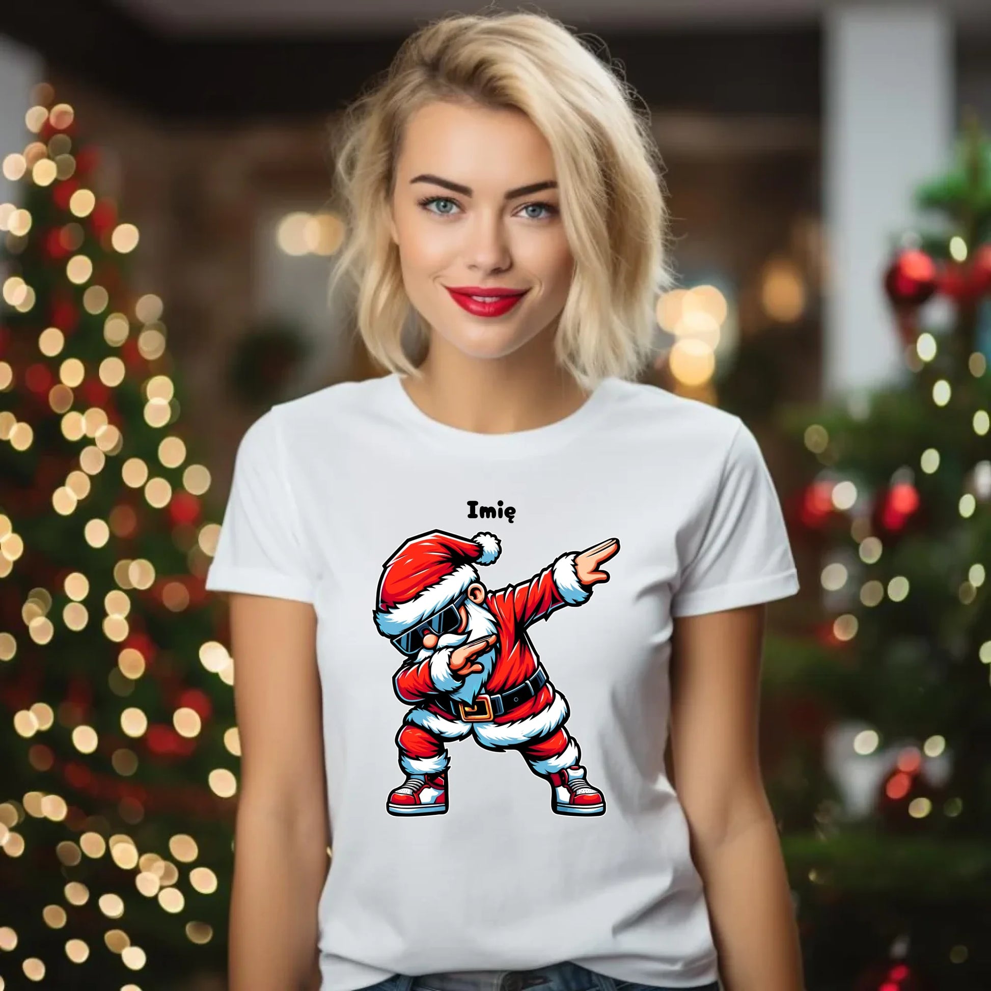 Koszulka damska świąteczna - Mikołaj - na Mikołajki - personalizowana BN136 - StoryCups.pl