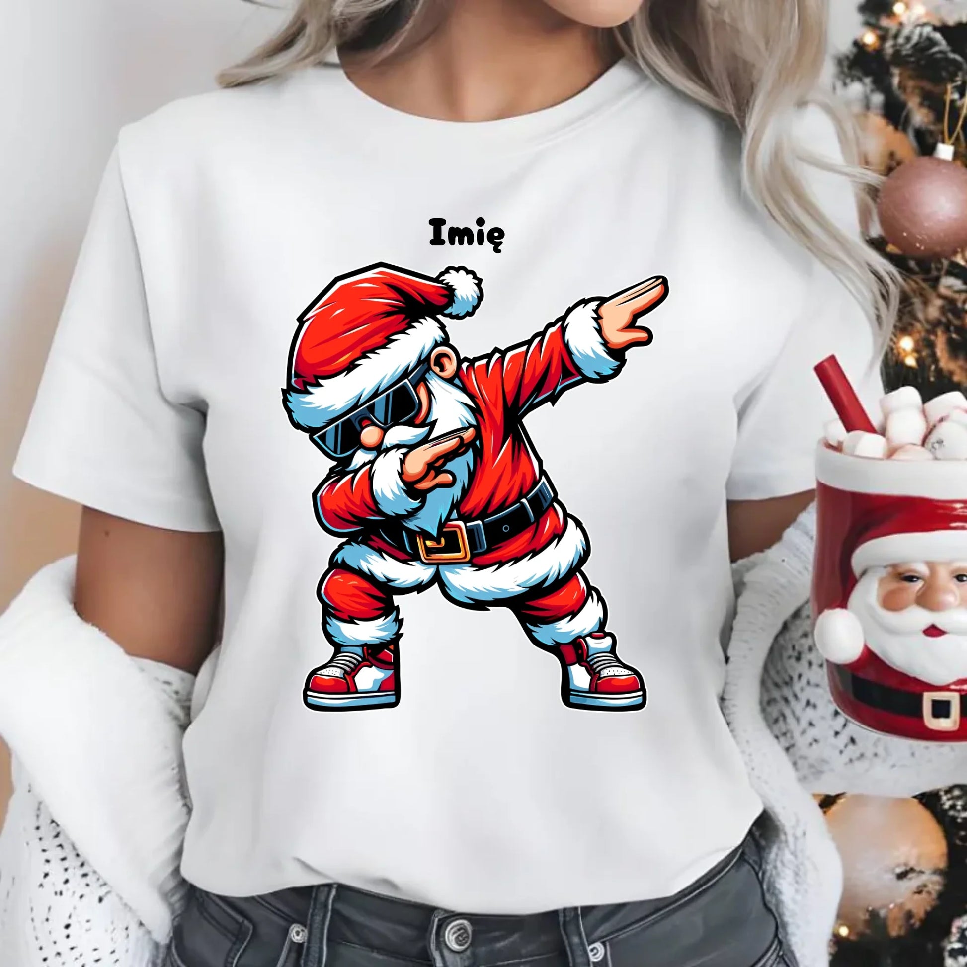Koszulka damska świąteczna - Mikołaj - na Mikołajki - personalizowana BN136 - StoryCups.pl