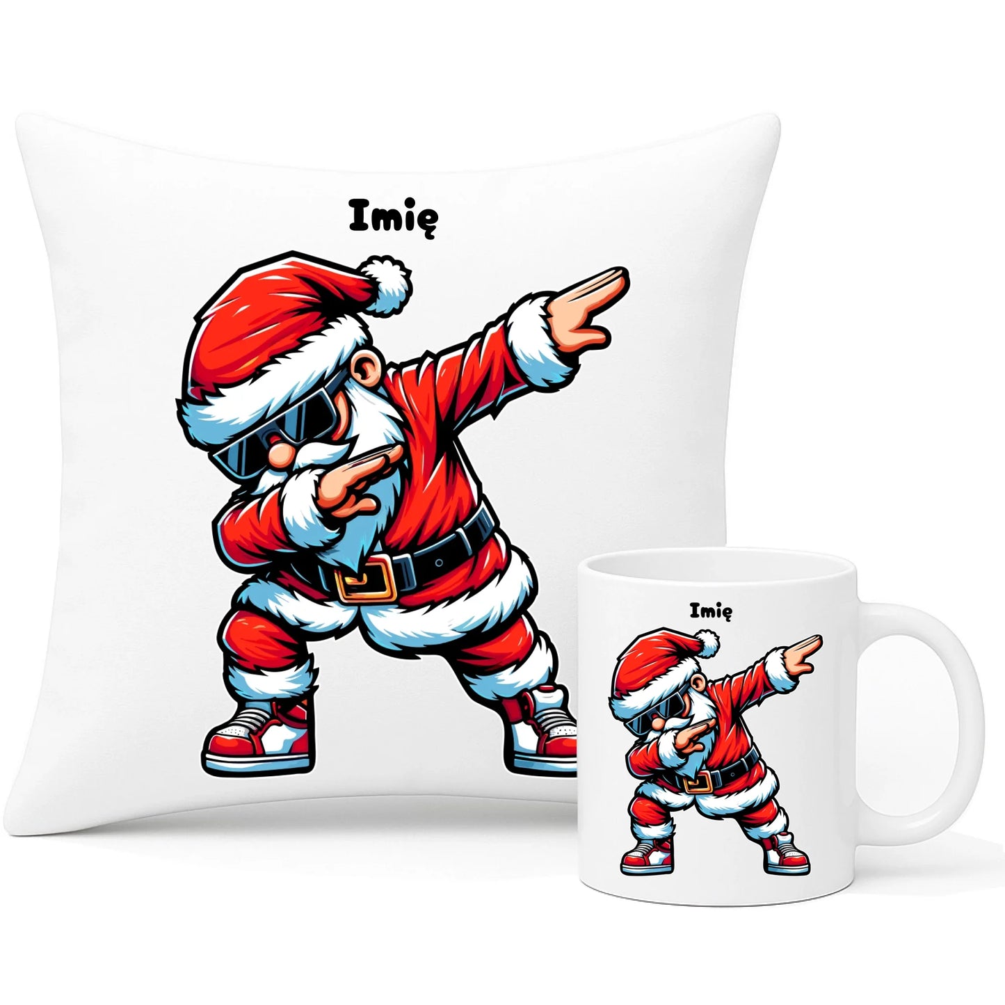 Zestaw poduszka i kubek świąteczny - Mikołaj - na Mikołajki - personalizowany BN136 - StoryCups.pl