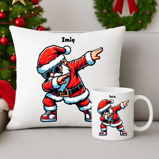 Zestaw poduszka i kubek świąteczny - Mikołaj - na Mikołajki - personalizowany BN136 - StoryCups.pl