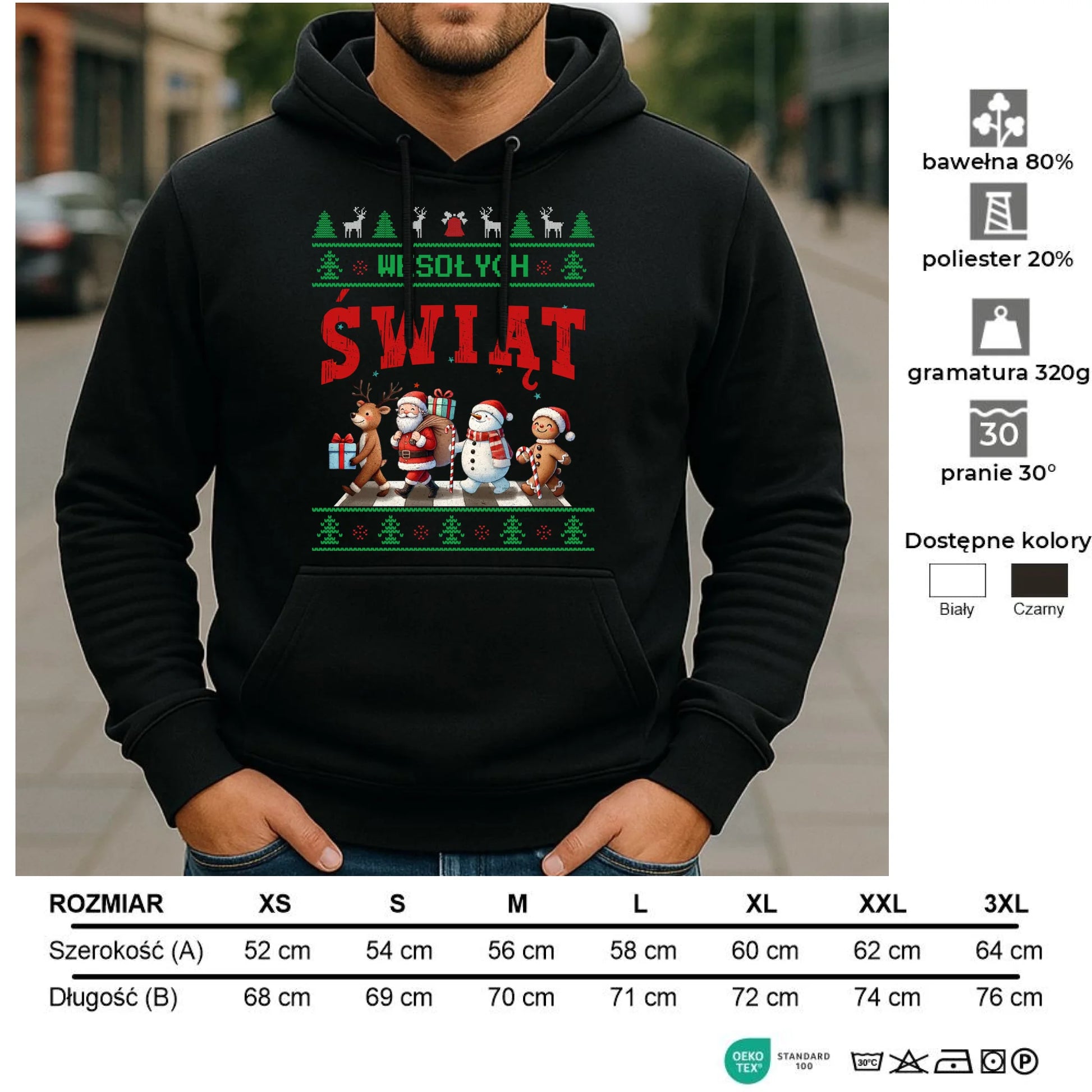 Bluza męska z kapturem świąteczna - Wesołych Świąt BN06 - StoryCups.pl