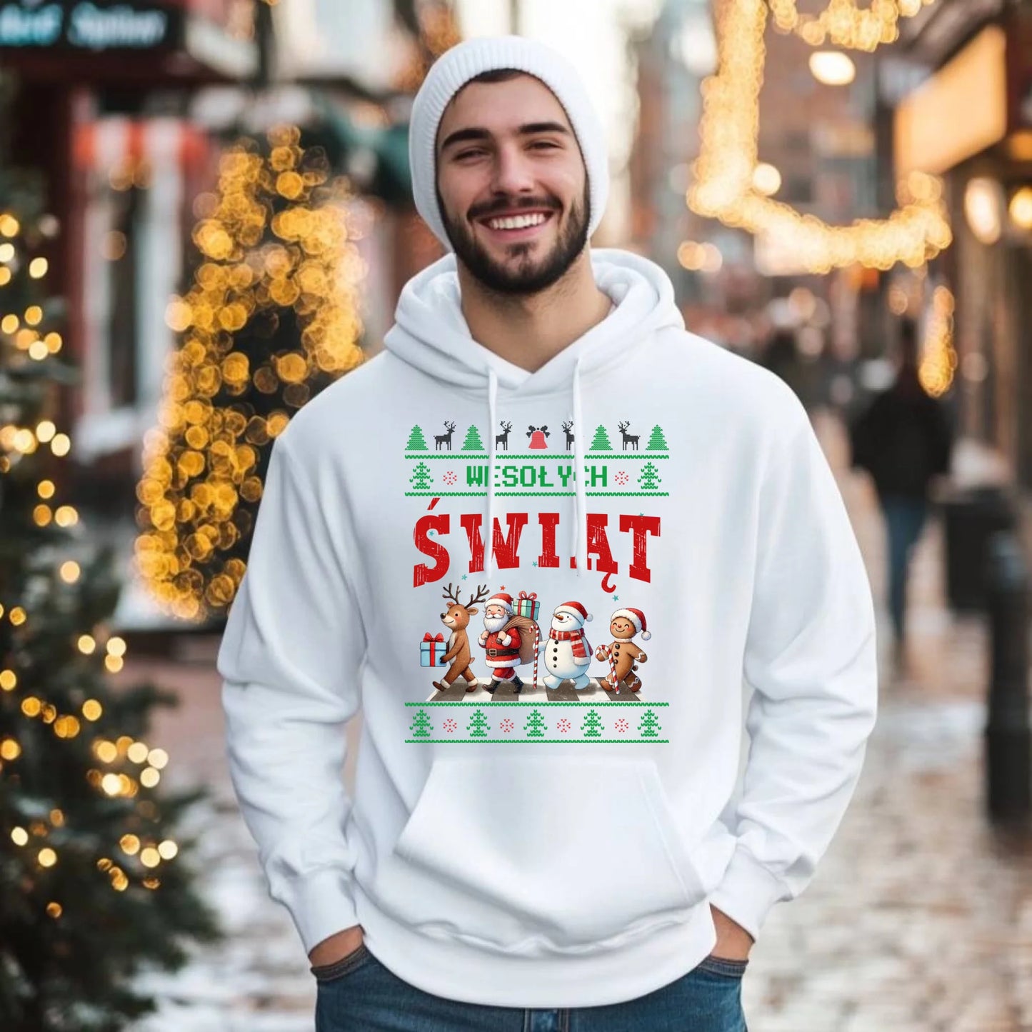 Bluza męska z kapturem świąteczna - Wesołych Świąt BN06 - StoryCups.pl