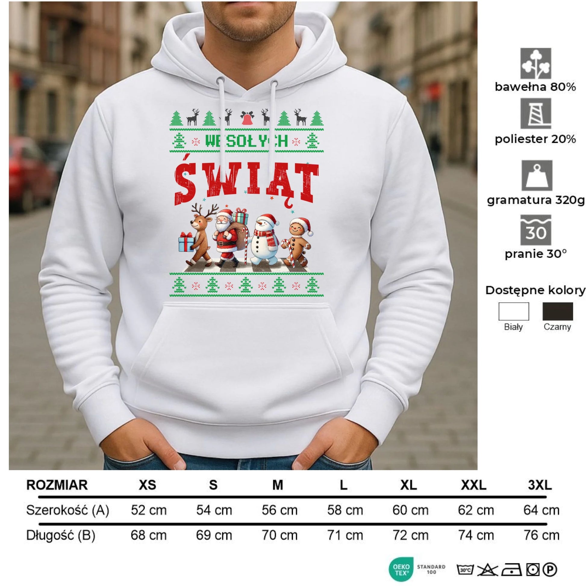 Bluza męska z kapturem świąteczna - Wesołych Świąt BN06 - StoryCups.pl