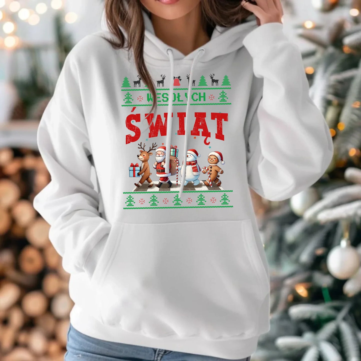 Bluza damska z kapturem świąteczna - Wesołych Świąt BN06 - StoryCups.pl