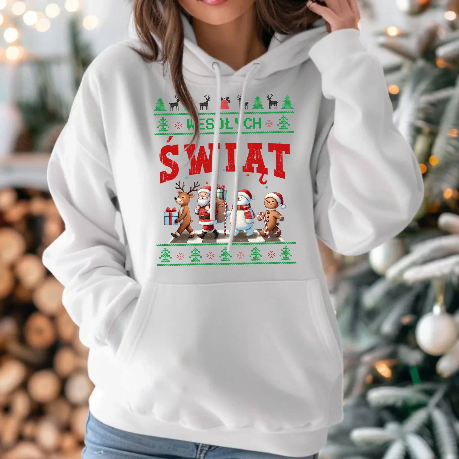 Bluza damska z kapturem świąteczna - Wesołych Świąt BN06 - StoryCups.pl