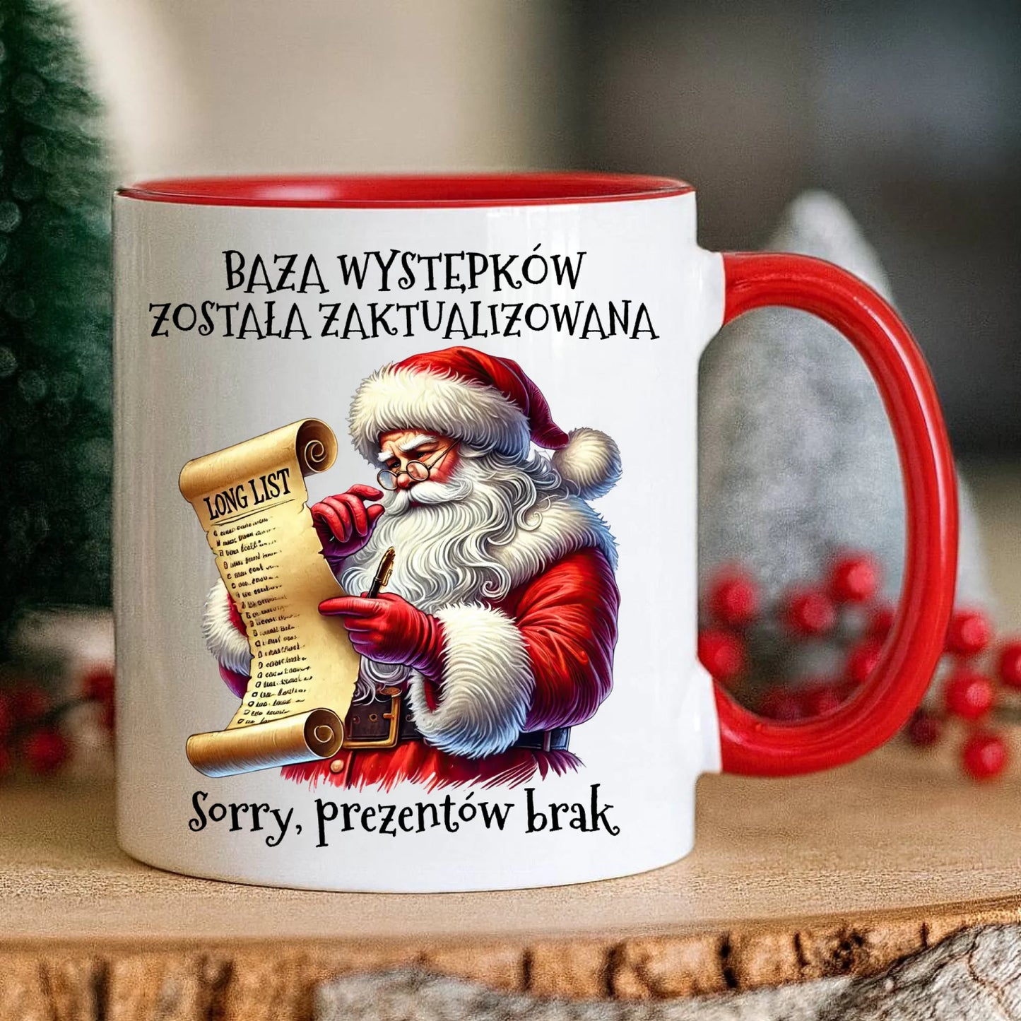Kubek świąteczny z Mikołajem - Prezentów brak BN07 - StoryCups.pl