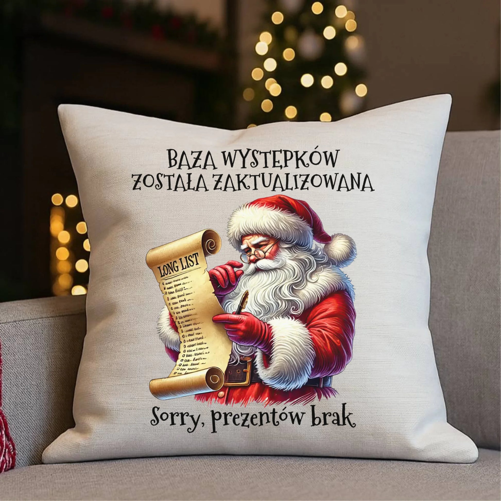 Poduszka świąteczna z Mikołajem - Prezentów brak BN07 - StoryCups.pl