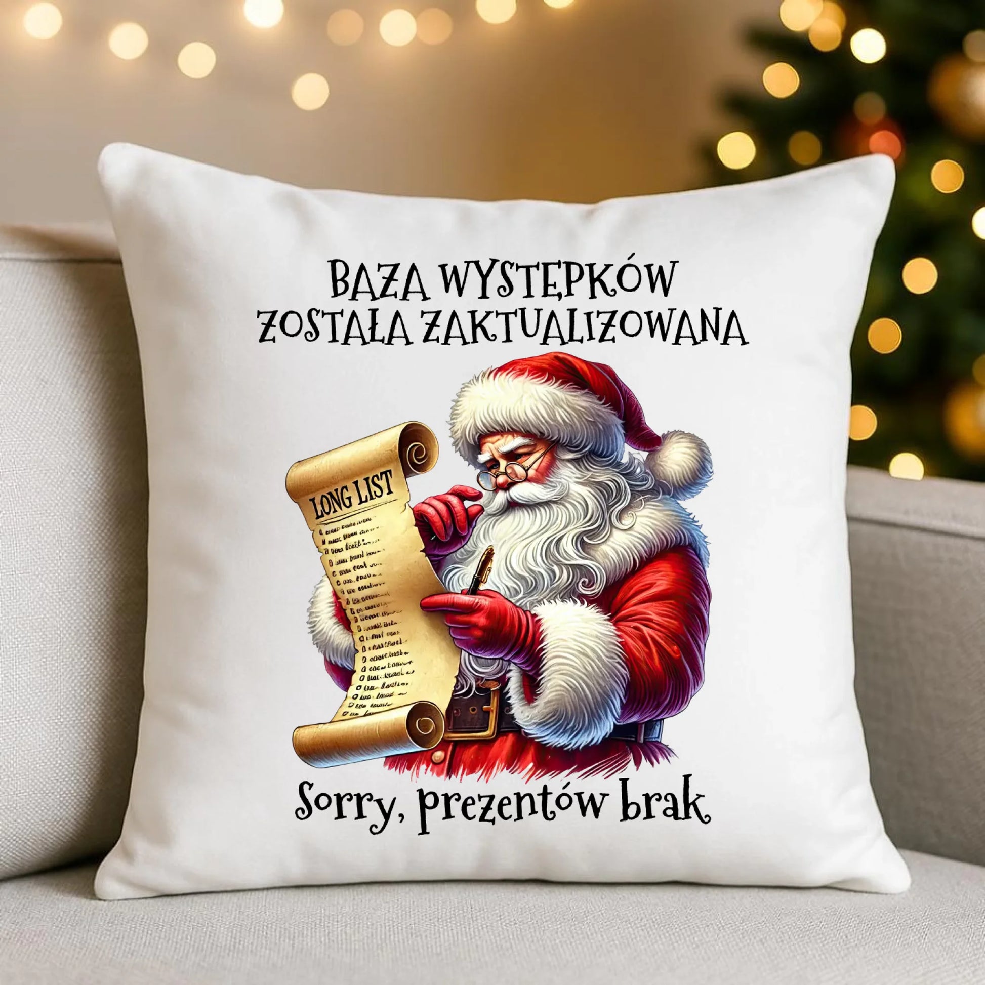 Poduszka świąteczna z Mikołajem - Prezentów brak BN07 - StoryCups.pl