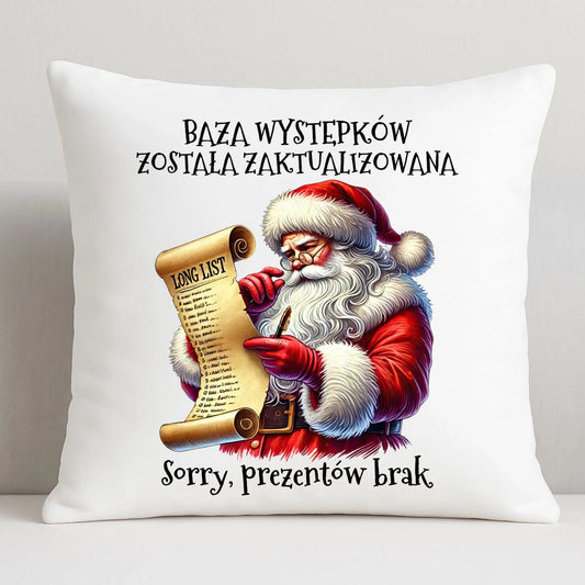 Poduszka świąteczna z Mikołajem - Prezentów brak BN07 - StoryCups.pl