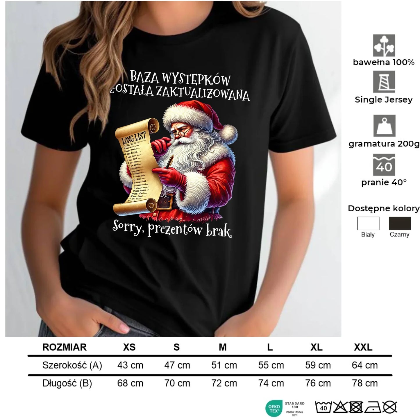 Koszulka damska świąteczna z Mikołajem - Prezentów brak BN07 - StoryCups.pl