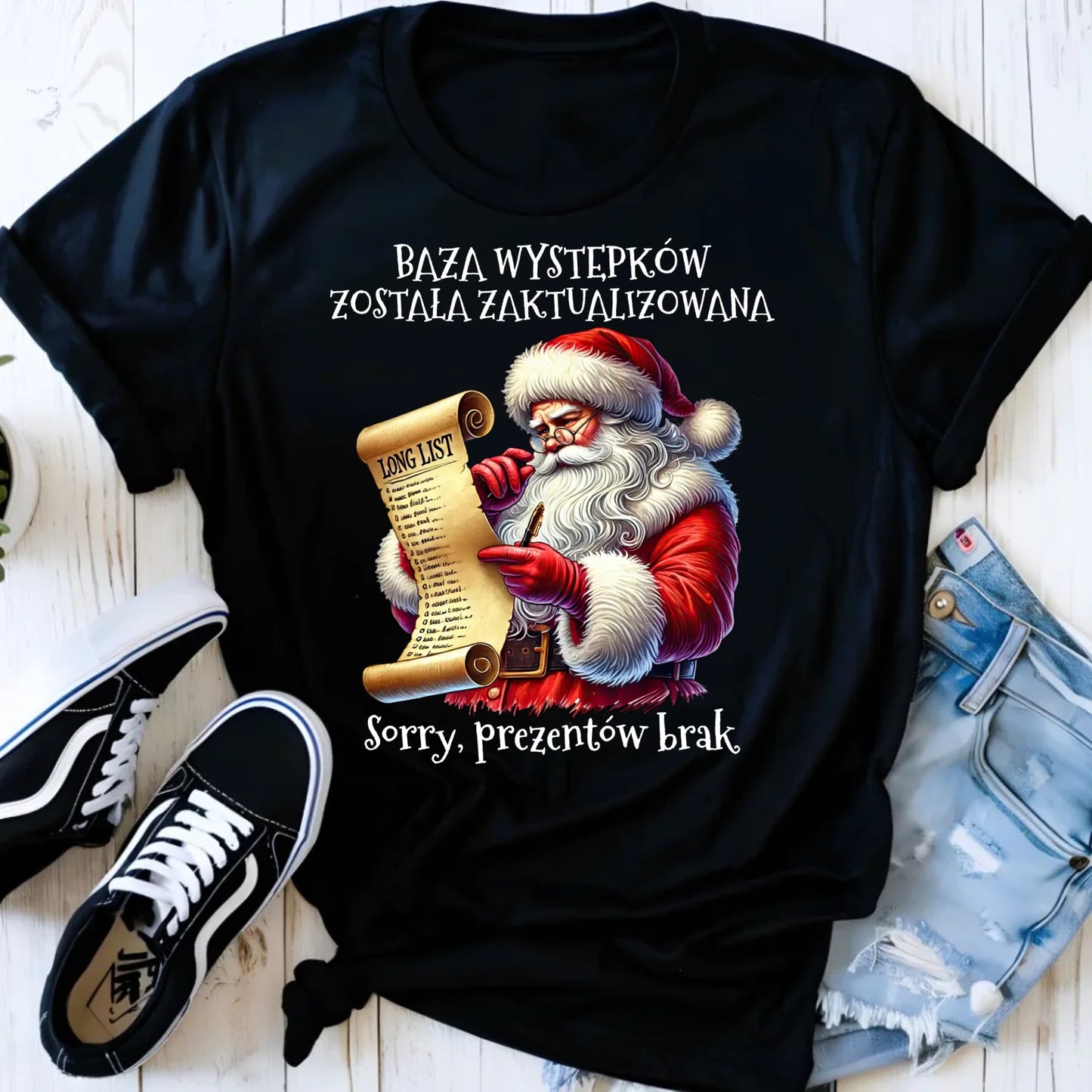 Koszulka damska świąteczna z Mikołajem - Prezentów brak BN07 - StoryCups.pl