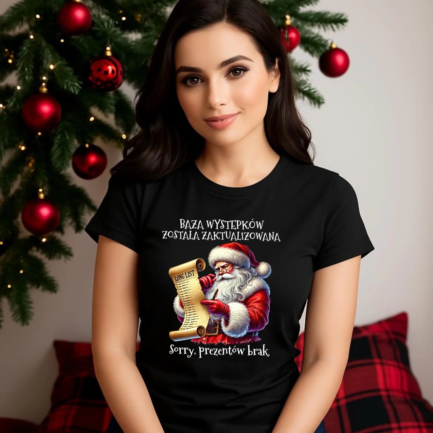 Koszulka damska świąteczna z Mikołajem - Prezentów brak BN07 - StoryCups.pl