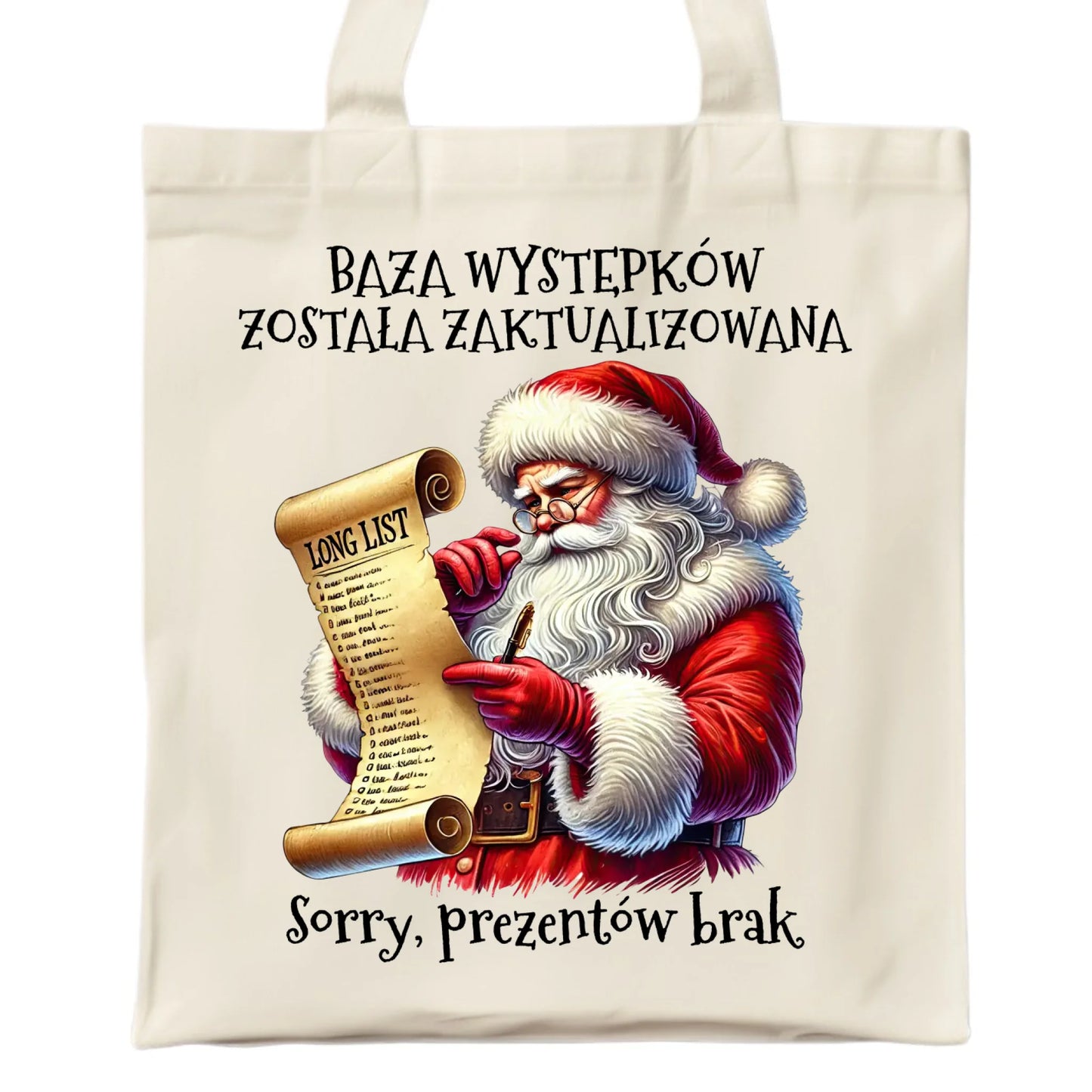 Torba świąteczna z Mikołajem - Prezentów brak BN07 - StoryCups.pl