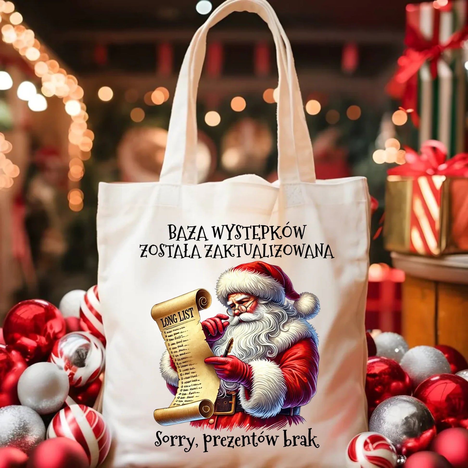 Torba świąteczna z Mikołajem - Prezentów brak BN07 - StoryCups.pl