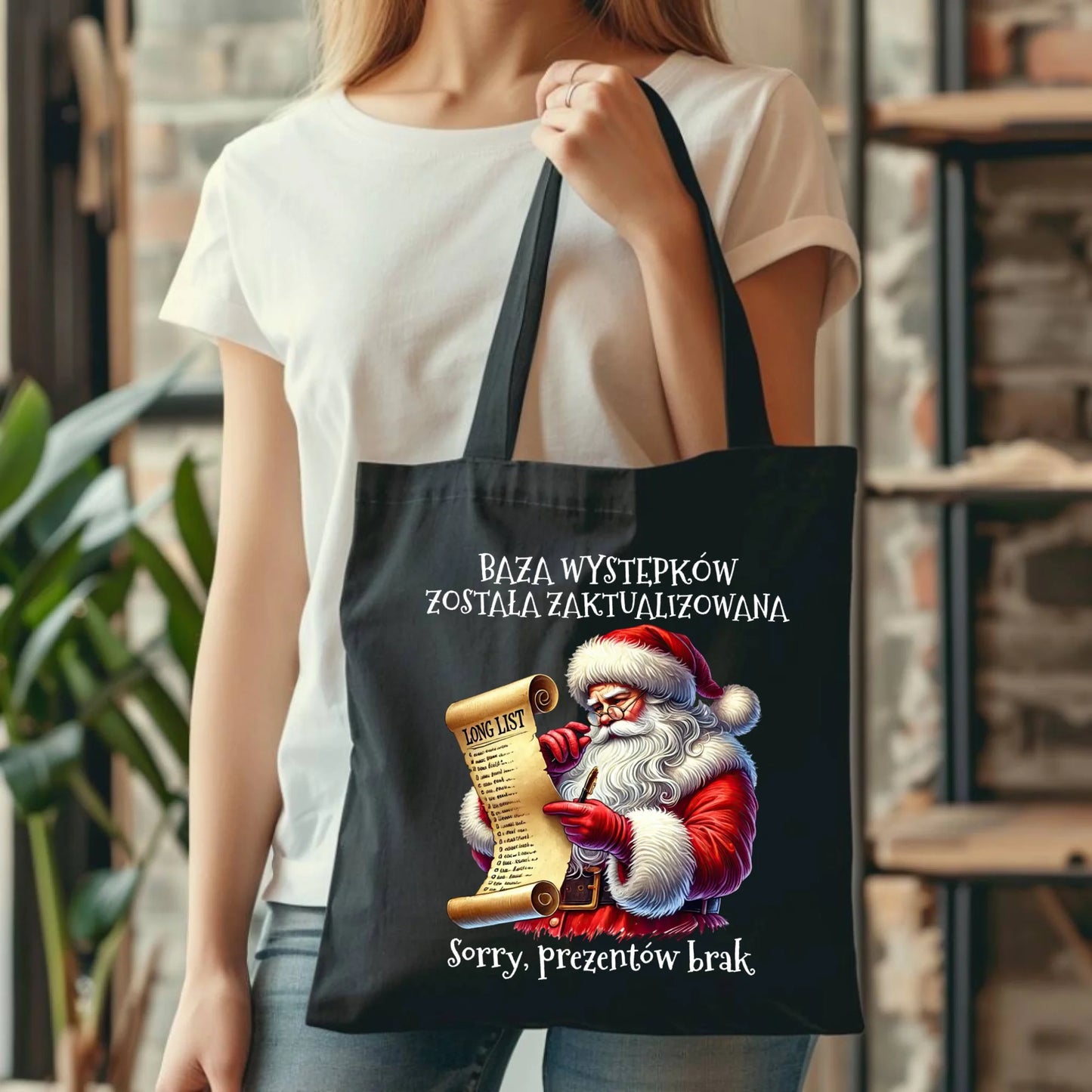 Torba świąteczna z Mikołajem - Prezentów brak BN07 - StoryCups.pl