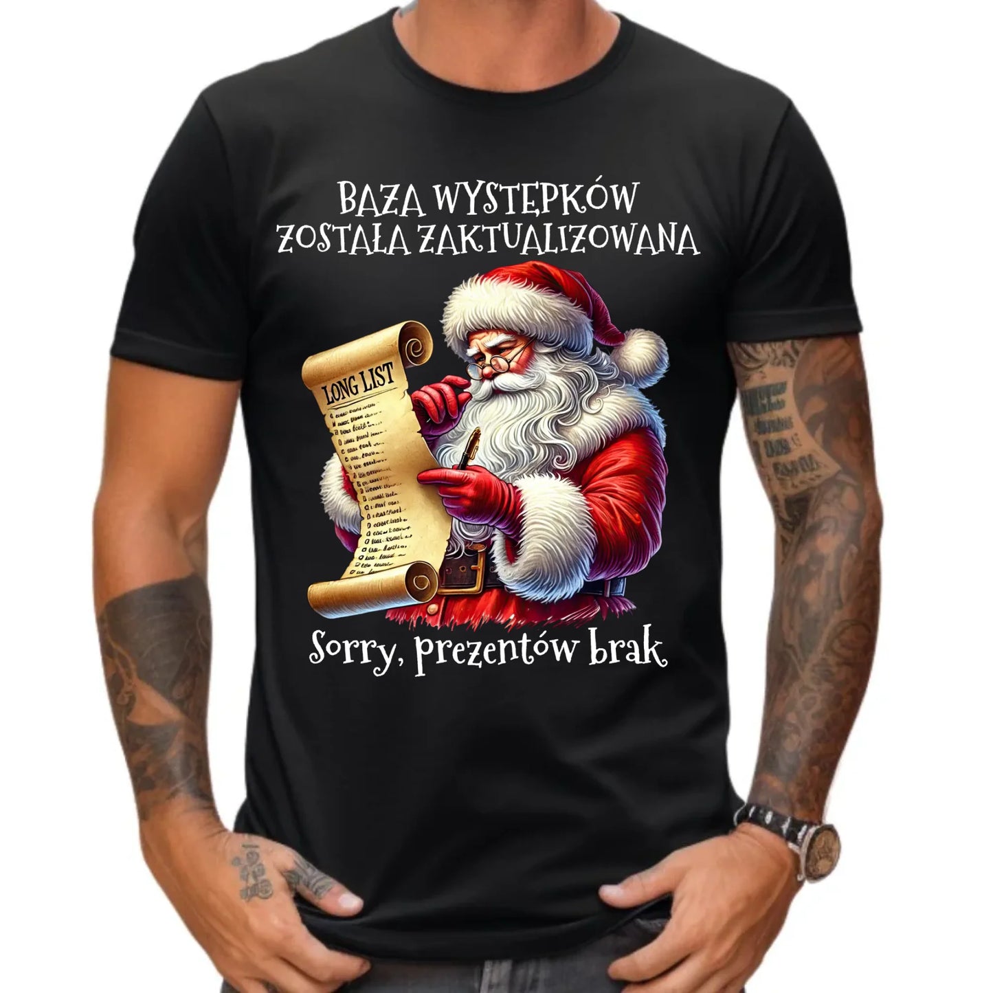 Koszulka męska świąteczna z Mikołajem - Prezentów brak BN07 - StoryCups.pl