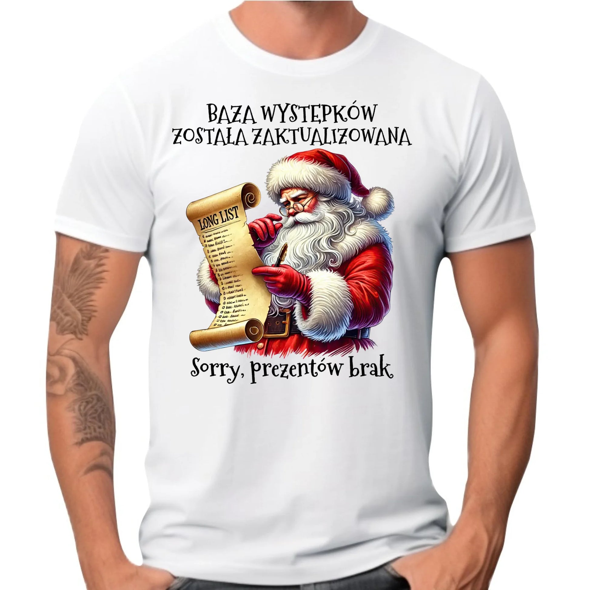 Koszulka męska świąteczna z Mikołajem - Prezentów brak BN07 - StoryCups.pl