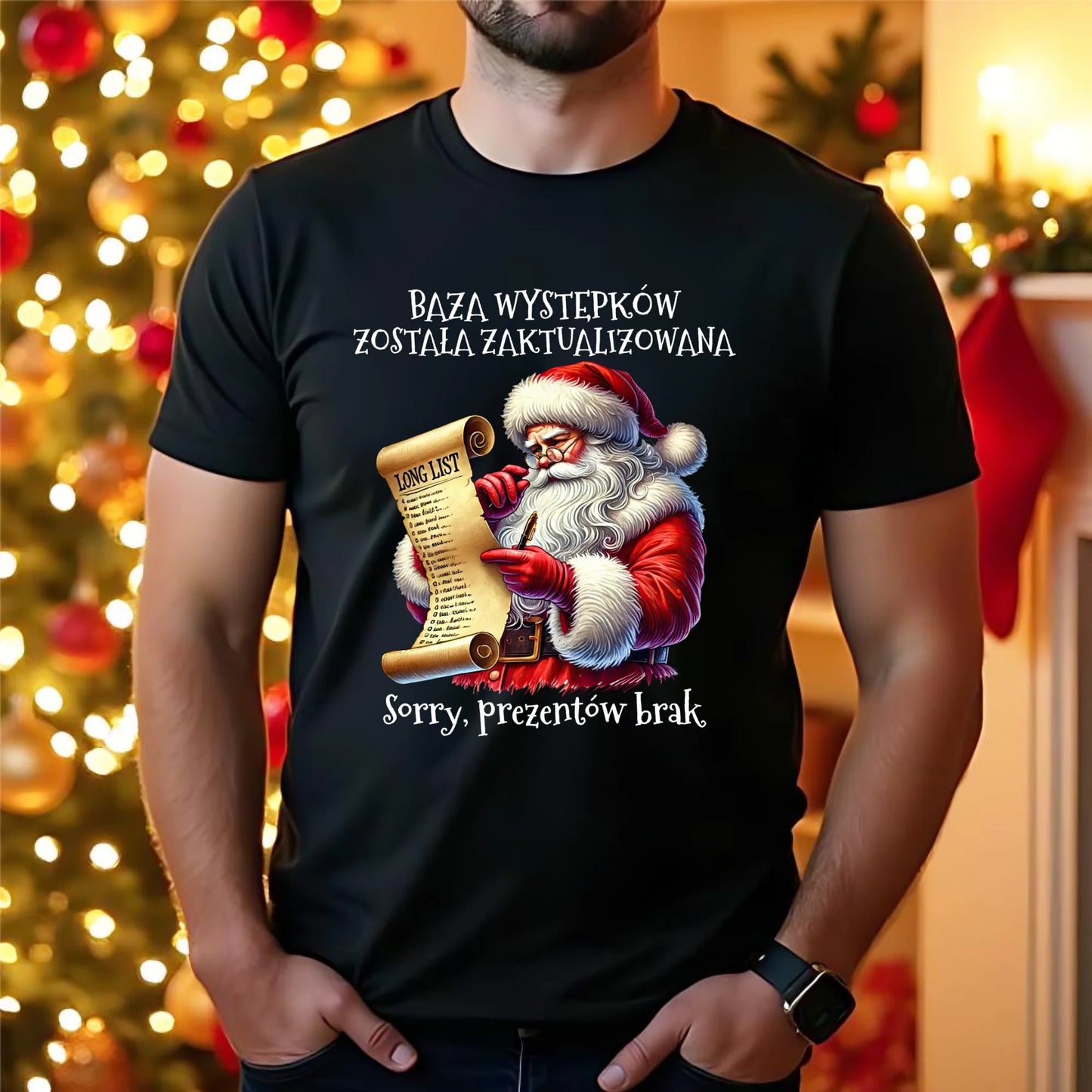 Koszulka męska świąteczna z Mikołajem - Prezentów brak BN07 - StoryCups.pl
