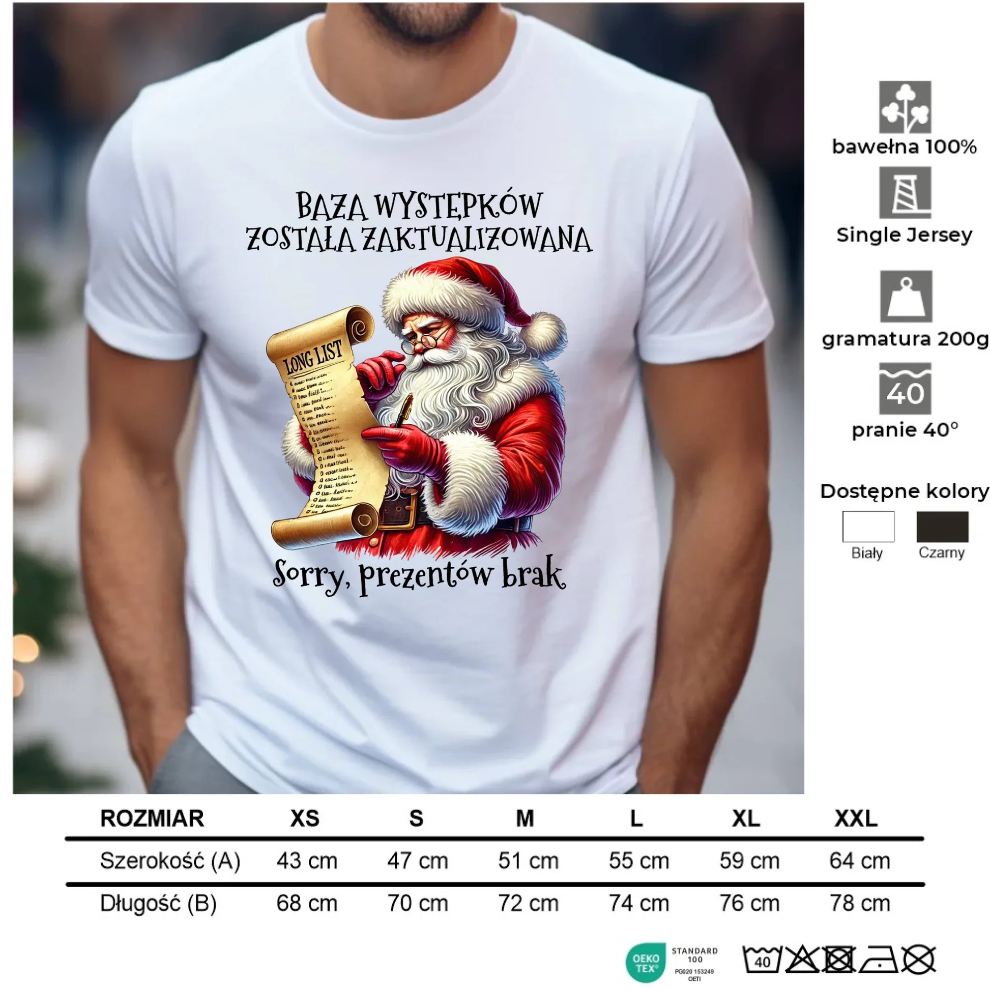 Koszulka męska świąteczna z Mikołajem - Prezentów brak BN07 - StoryCups.pl