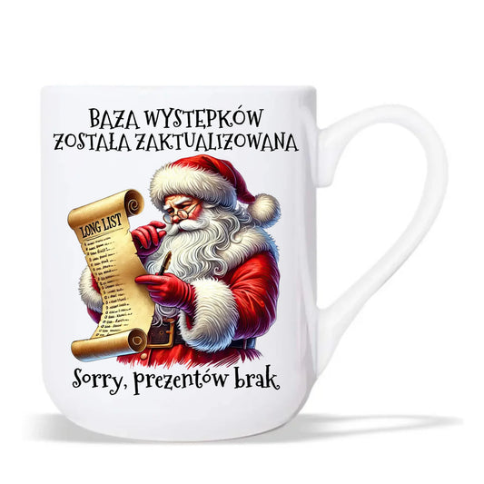 Kubek elegant świąteczny z Mikołajem - Prezentów brak BN07 - StoryCups.pl