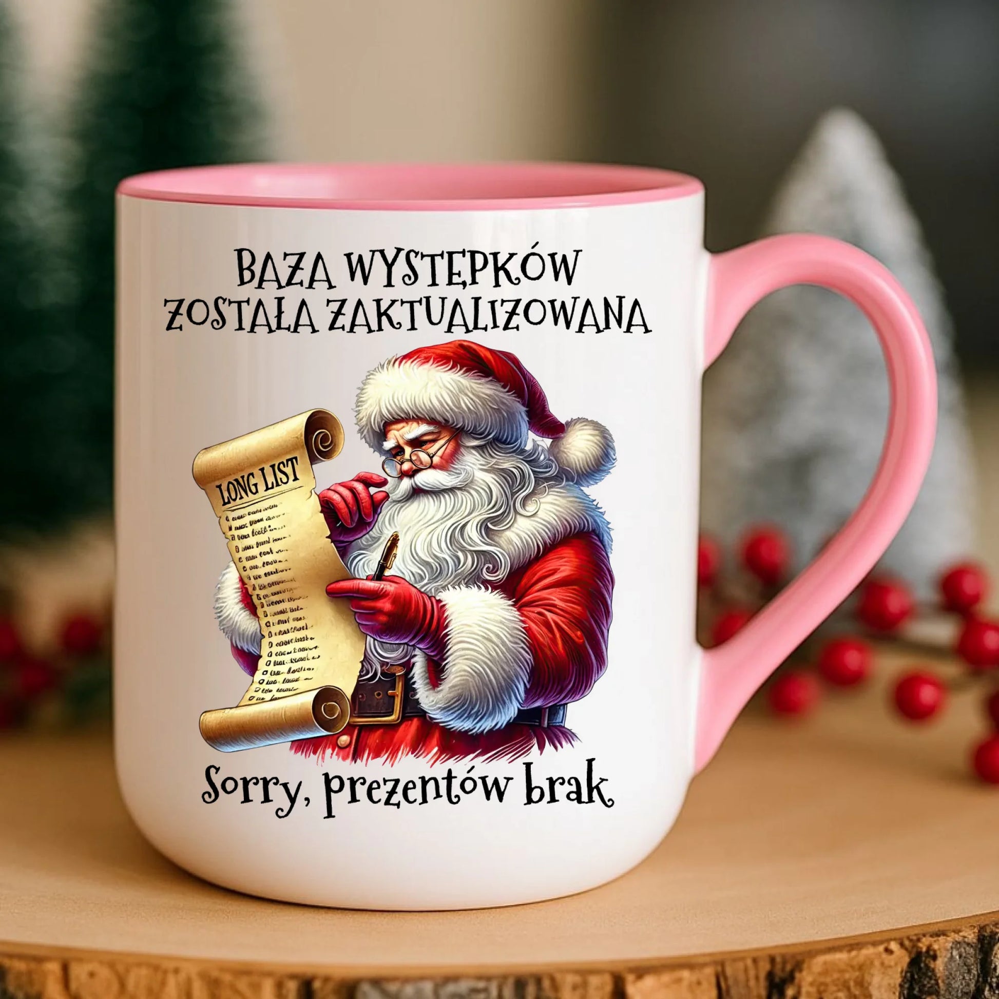 Kubek elegant świąteczny z Mikołajem - Prezentów brak BN07 - StoryCups.pl