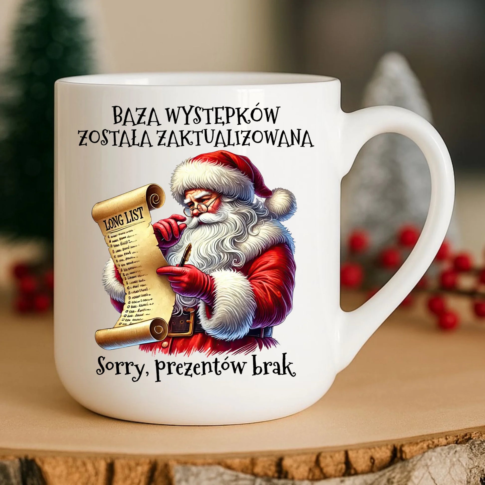 Kubek elegant świąteczny z Mikołajem - Prezentów brak BN07 - StoryCups.pl