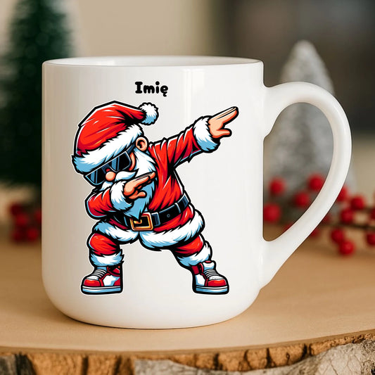 Kubek elegant świąteczny z Mikołajem - na Mikołajki - personalizowany BN136 - StoryCups.pl