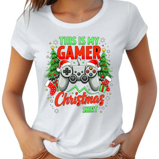 Koszulka damska świąteczna - prezent dla gracza - Gamer Christmas T-shirt BN135 - StoryCups.pl