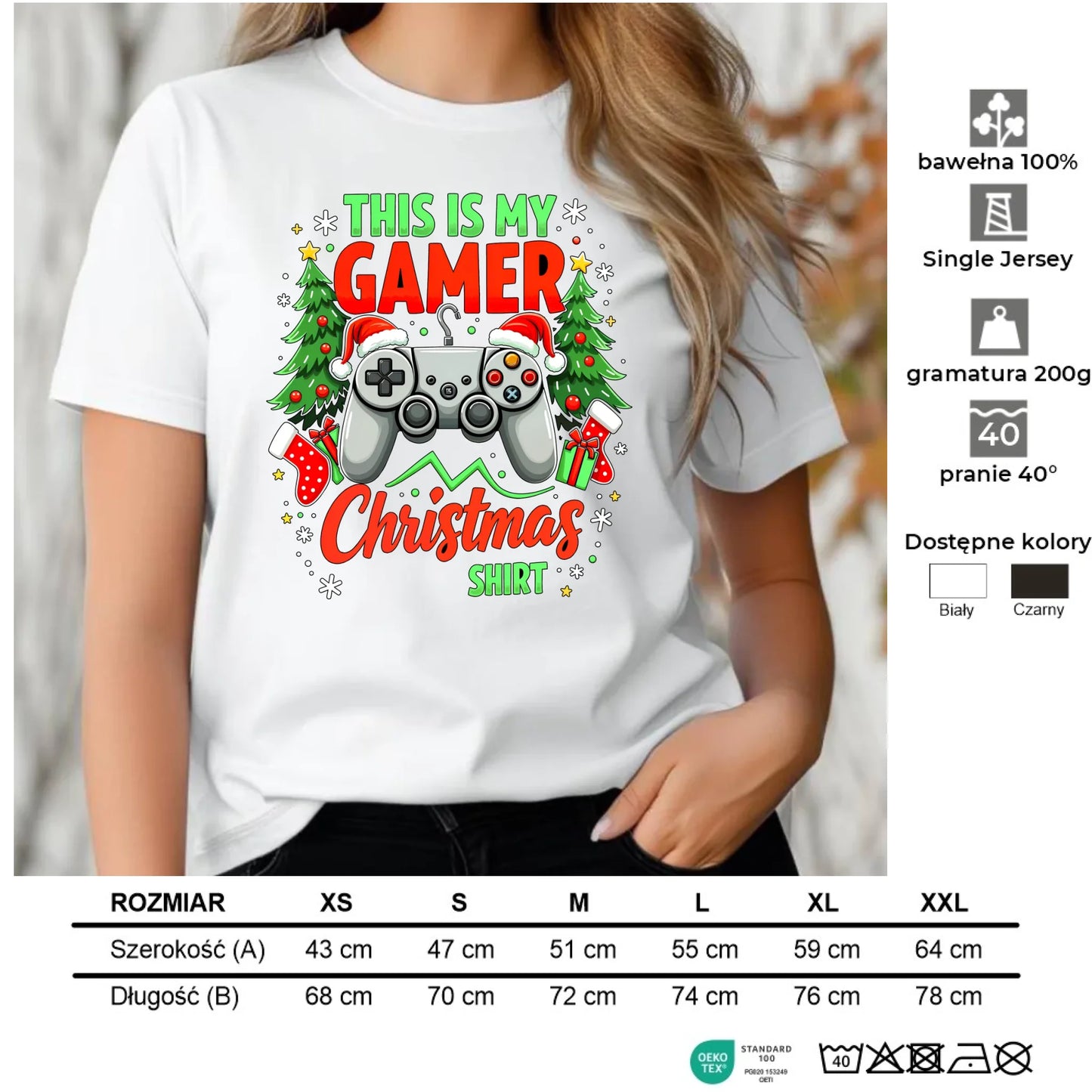 Koszulka damska świąteczna - prezent dla gracza - Gamer Christmas T-shirt BN135 - StoryCups.pl