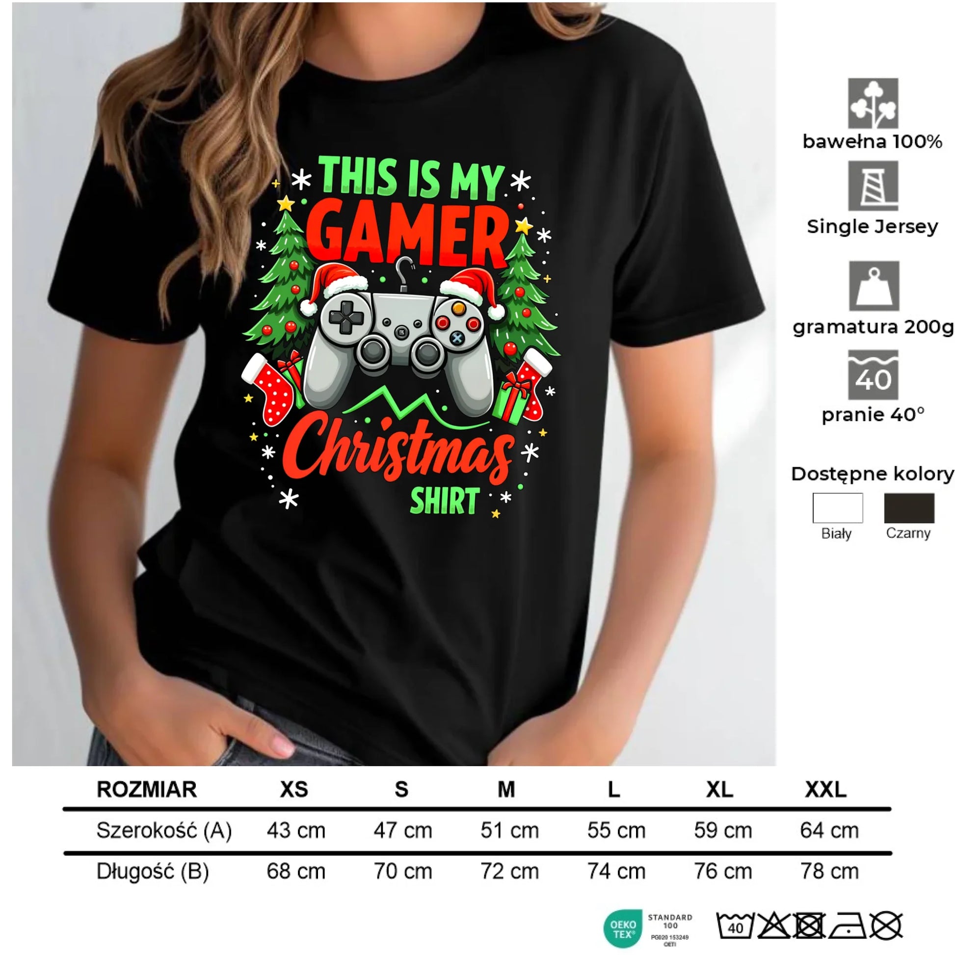 Koszulka damska świąteczna - prezent dla gracza - Gamer Christmas T-shirt BN135 - StoryCups.pl