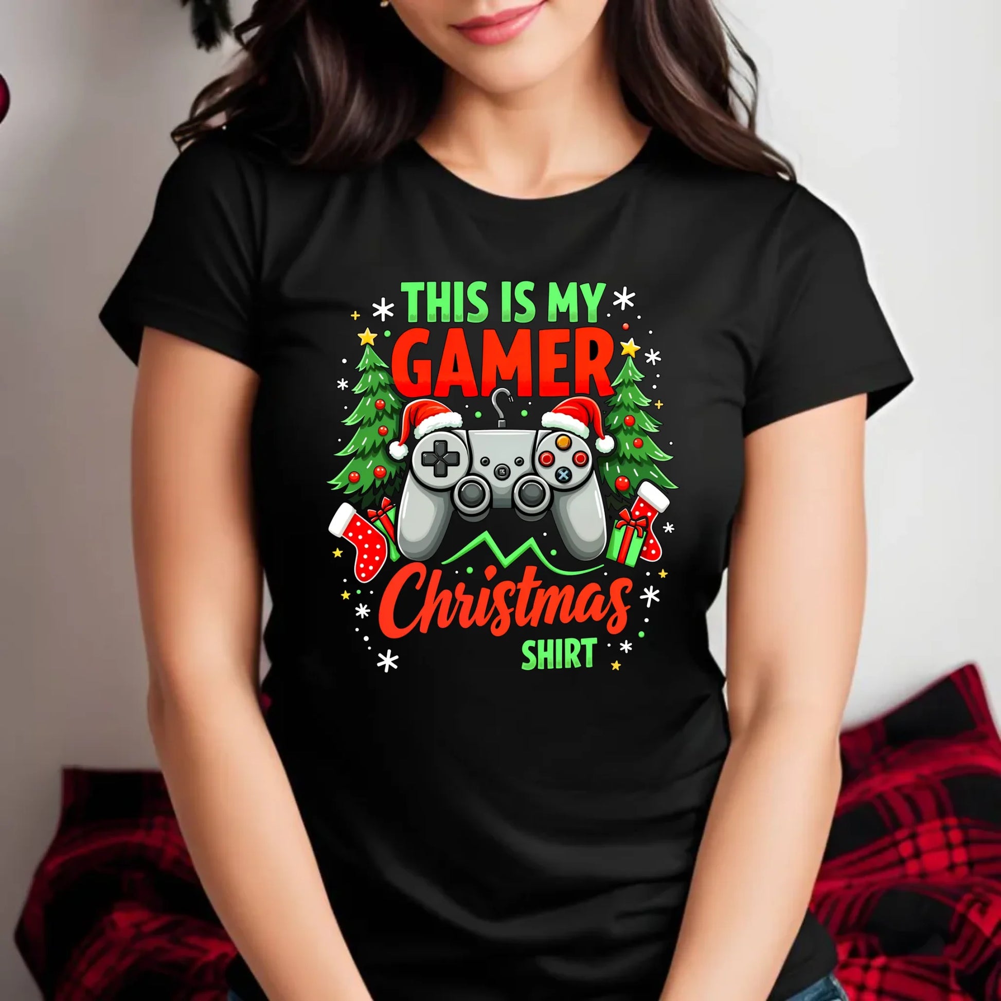 Koszulka damska świąteczna - prezent dla gracza - Gamer Christmas T-shirt BN135 - StoryCups.pl