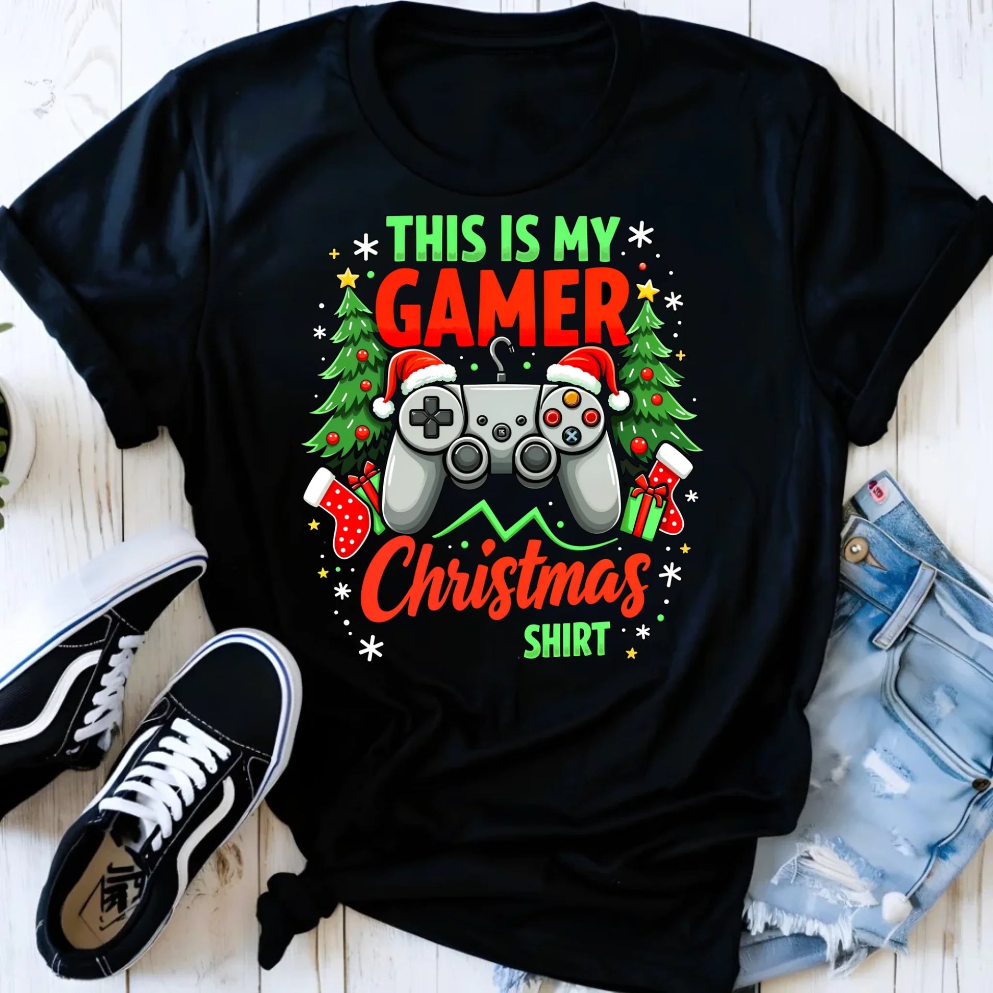 Koszulka damska świąteczna - prezent dla gracza - Gamer Christmas T-shirt BN135 - StoryCups.pl